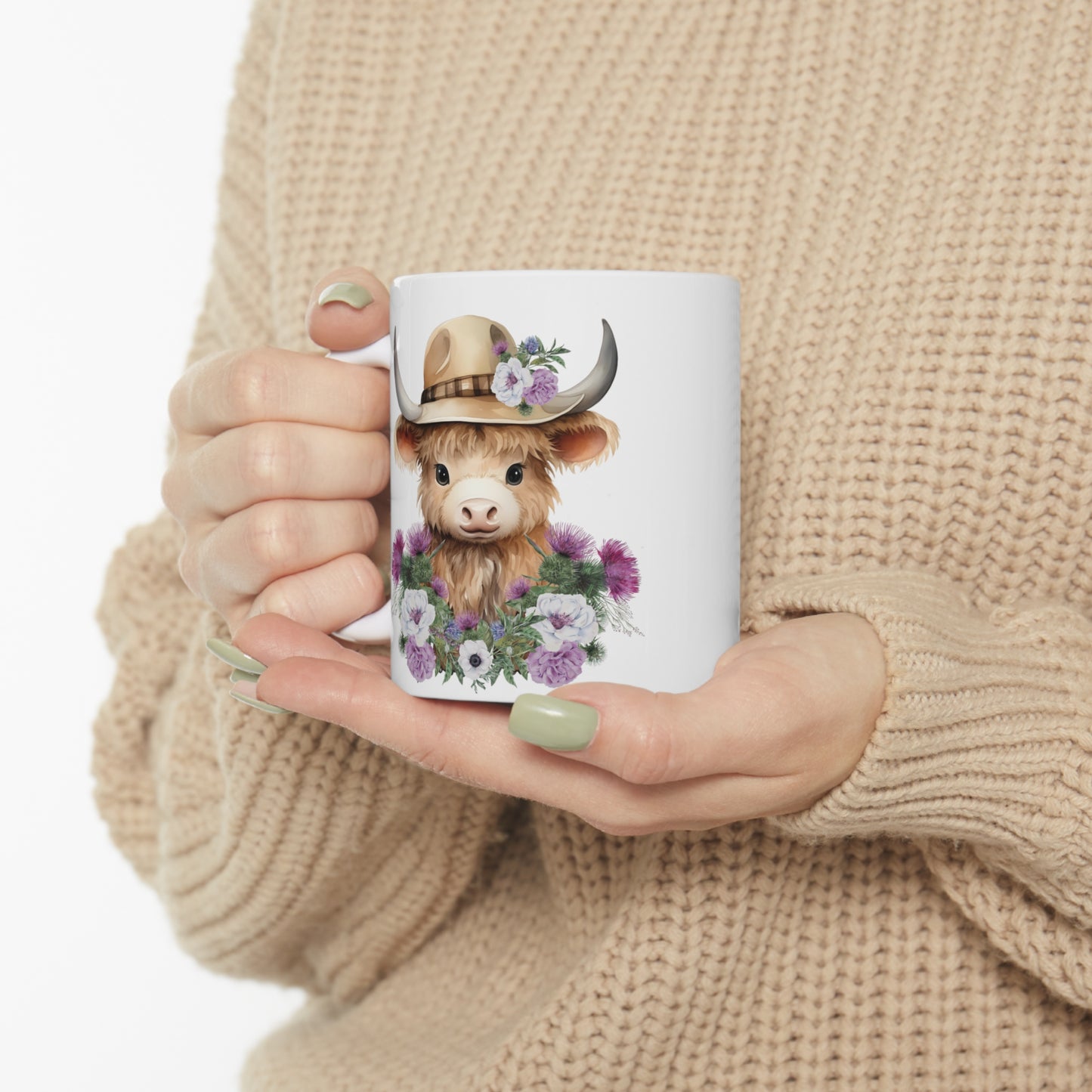 Personalised/Non Personalised Highland Cow, Ceramic Mug 11oz, Highland Cow Mug