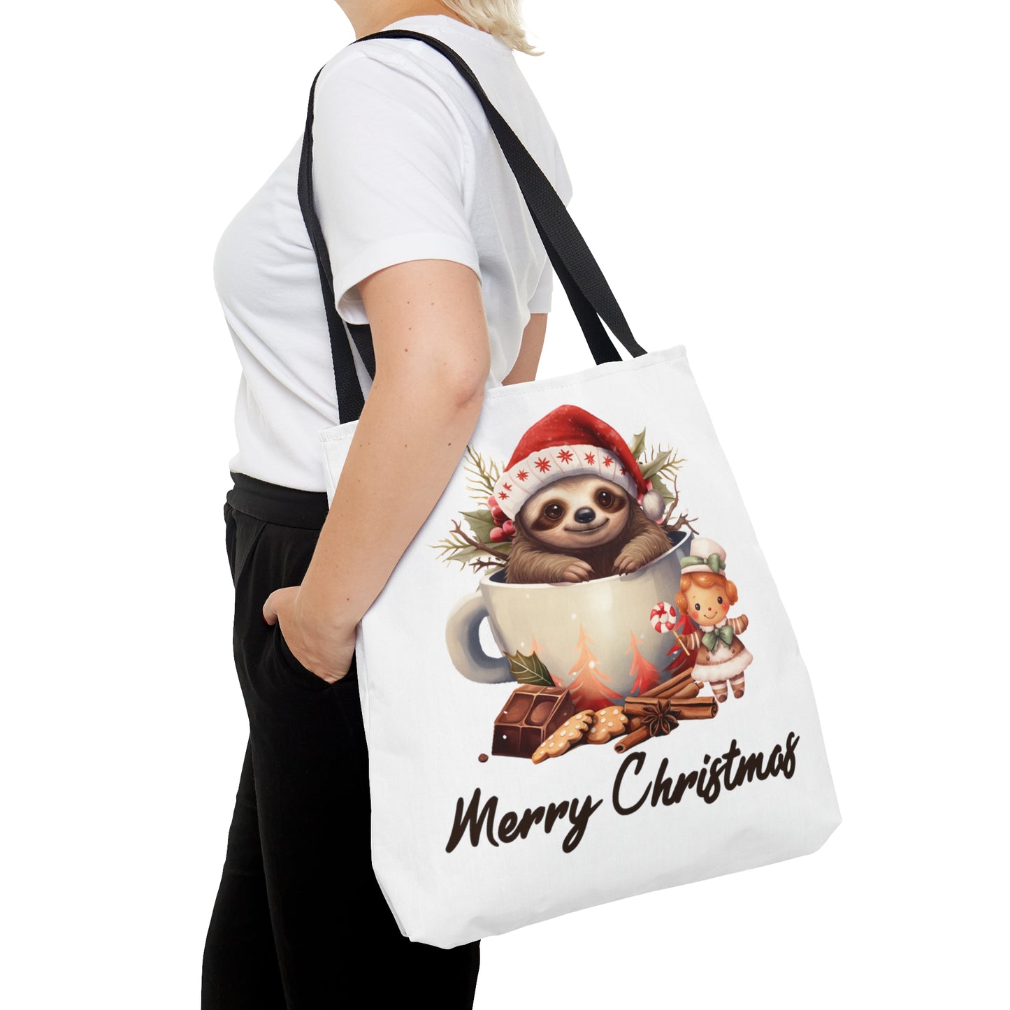 Tote Bag, Christmas, Sloth, Personalised/Non-Personalised Tote bag