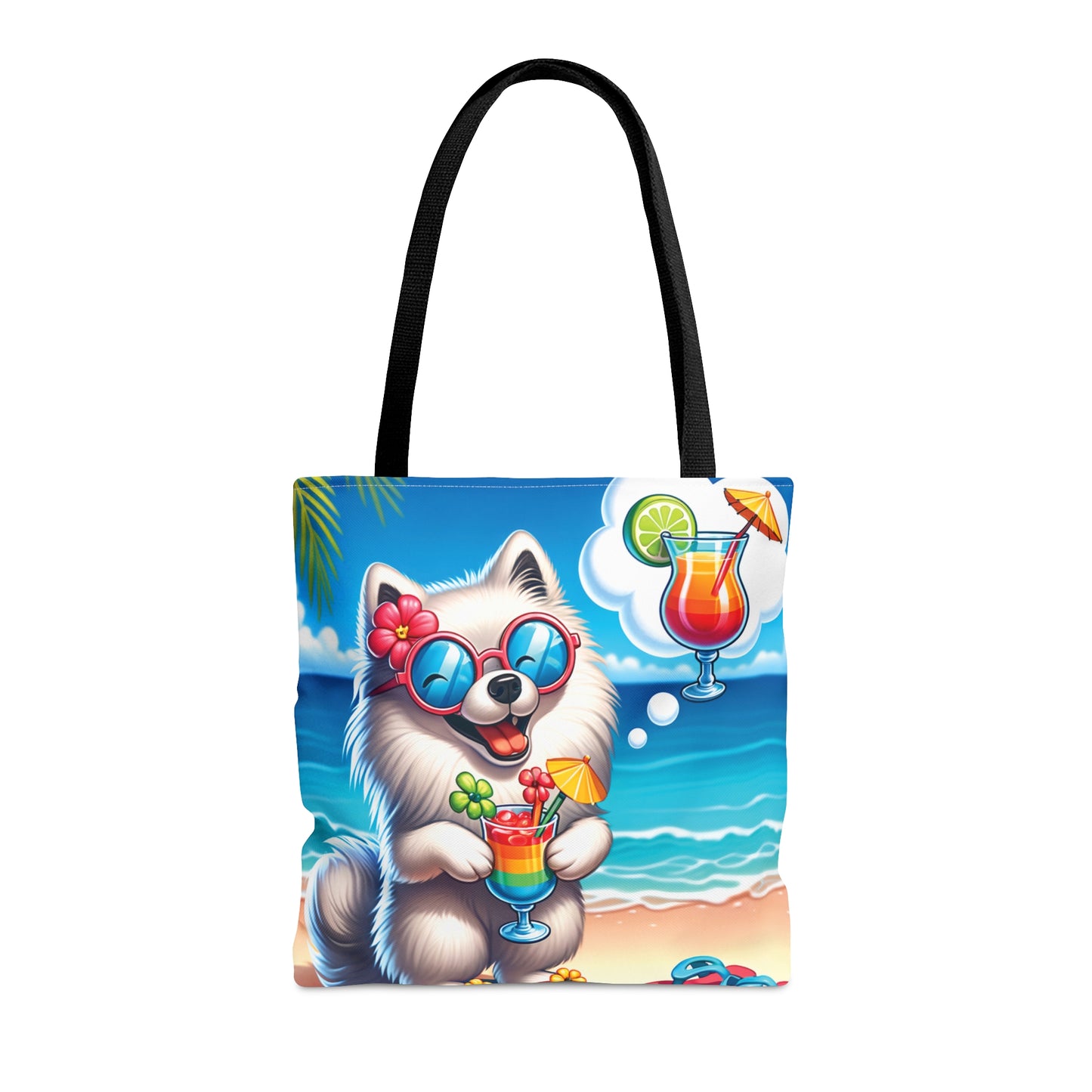 Tote Bag, Dog on Beach, American Eskimo, Tote bag, awd-1115