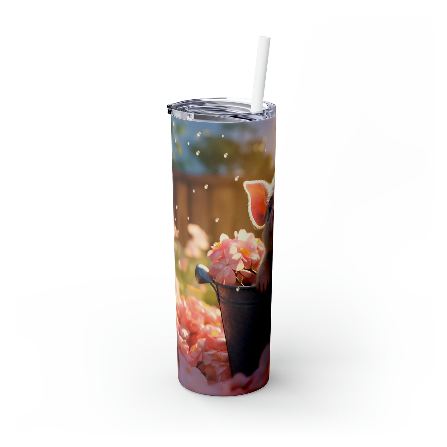 Skinny Tumbler with Straw, 20oz, Pig