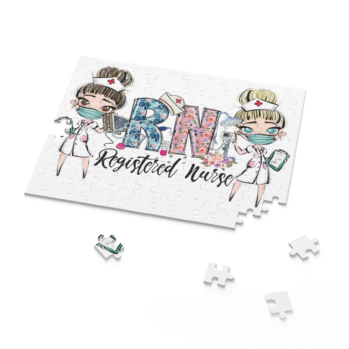 Puzzle, Nurse, RN Nurse, Registered Nurse Floral (120, 252, 500-Piece) awd-639