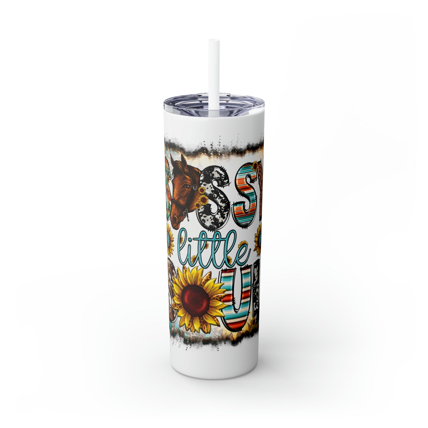 Skinny Tumbler with Straw, 20oz, Sunflowers, Western, Quote, Sassy Little Soul