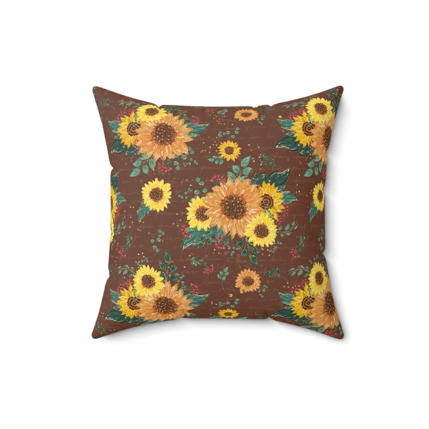 Spun Polyester Square Pillow, Sunflower Cushion, Floral Cushion