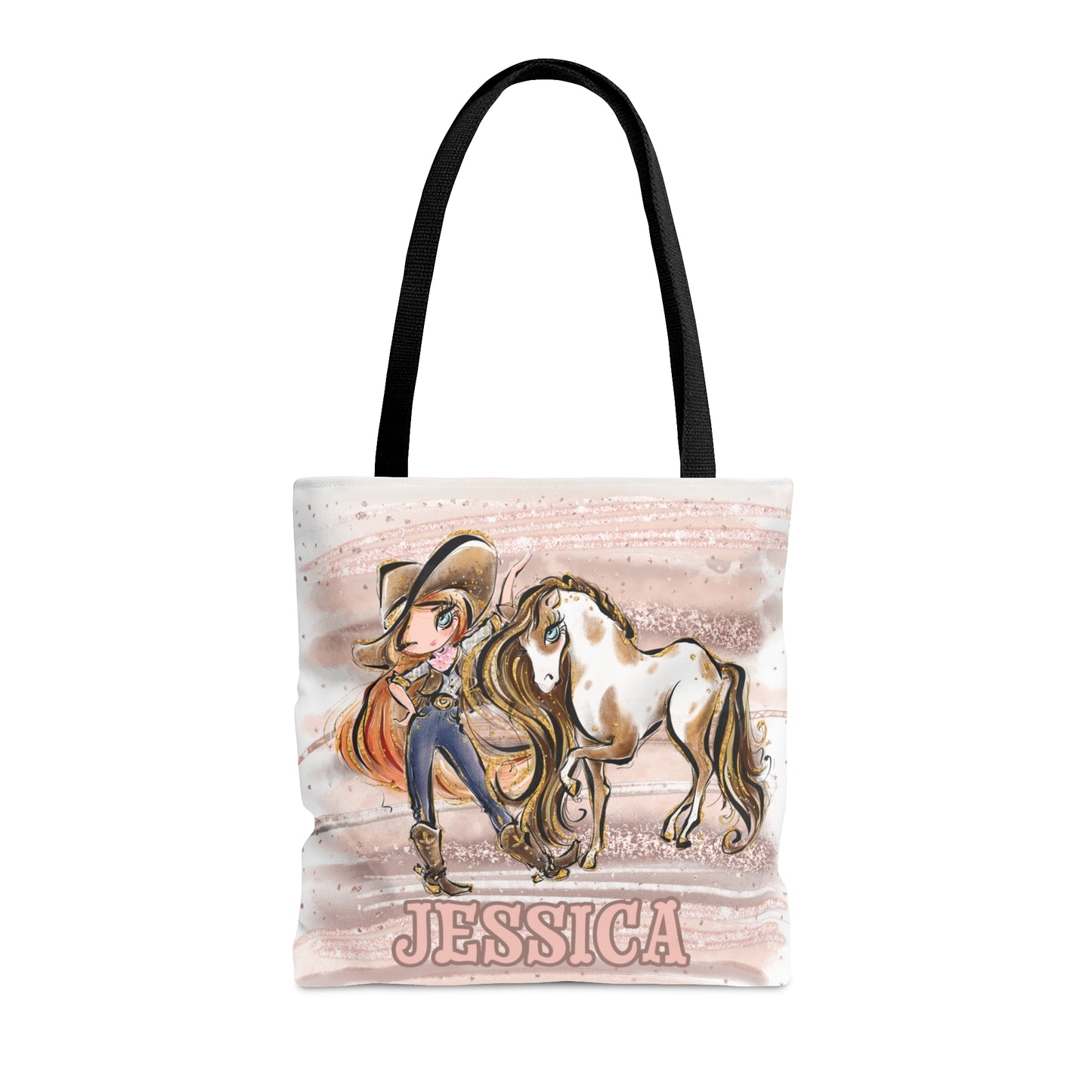 Personalised Tote Bag, Cowgirl & Horse, Red Hair, Blue Eyes, Tote bag