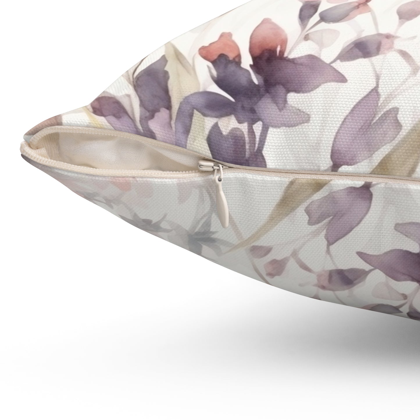 Spun Polyester Square Pillow, Butterfly Floral Cushion