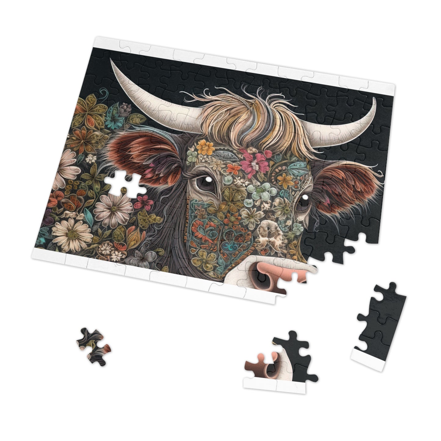 Jigsaw Puzzle, Highland Cow, Personalised/Non-Personalised (30, 110, 252, 500,1000-Piece)