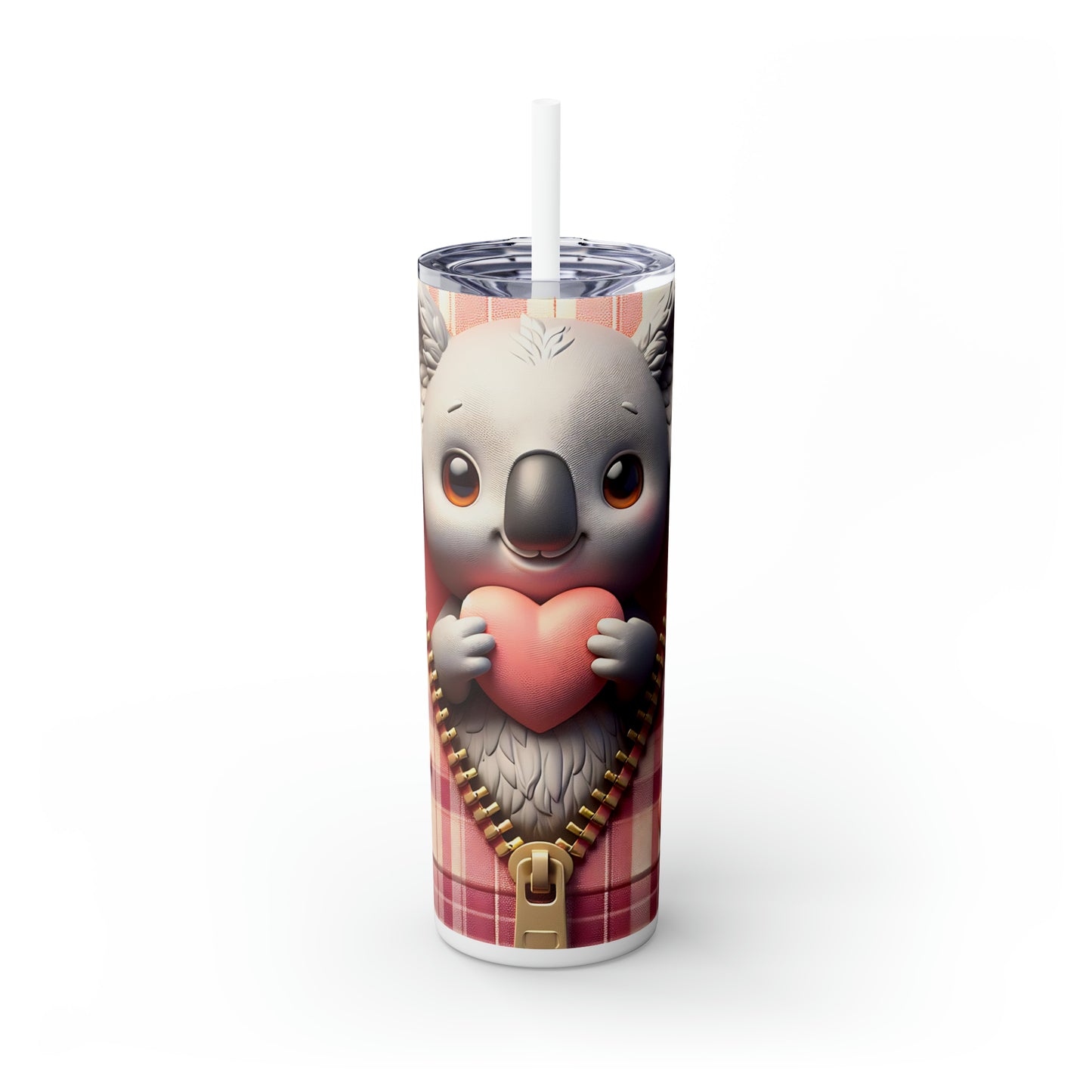 Skinny Tumbler with Straw, 20oz, Koala, Valentines Day