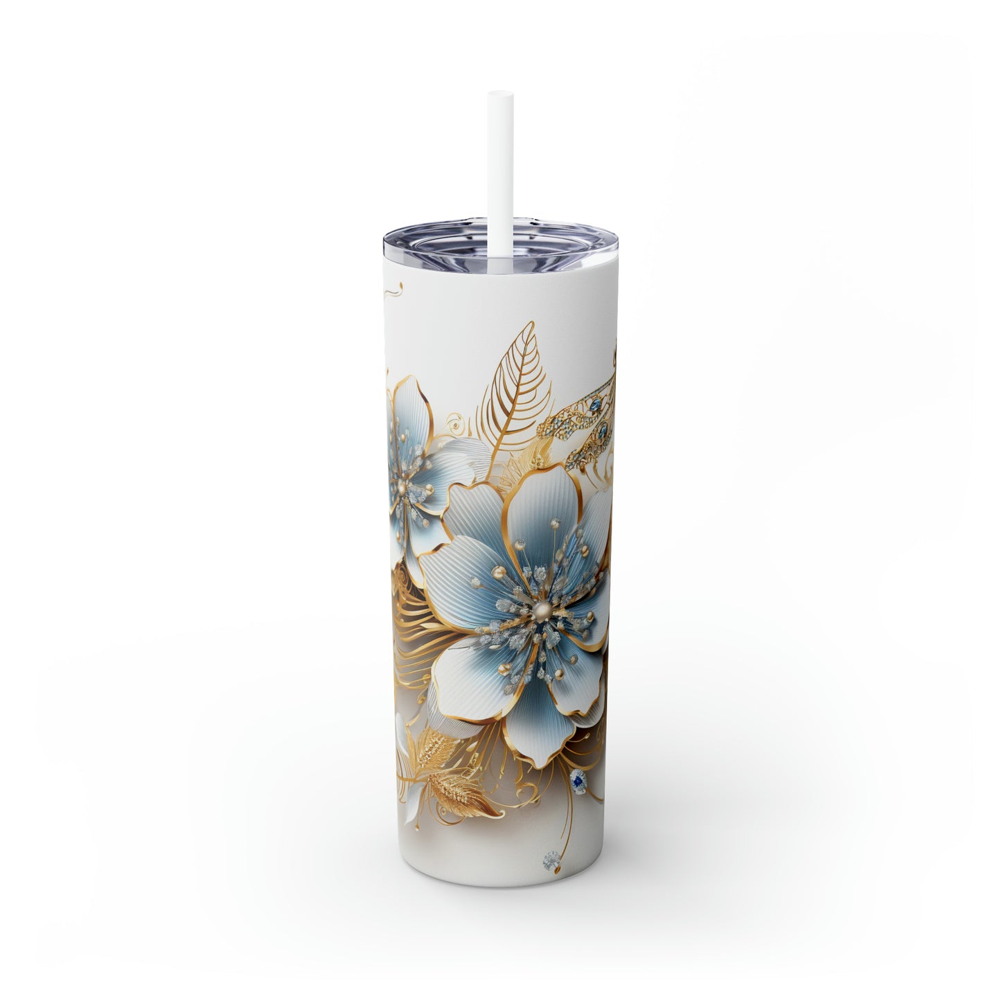 Skinny Tumbler with Straw, 20oz, Floral, awd-416