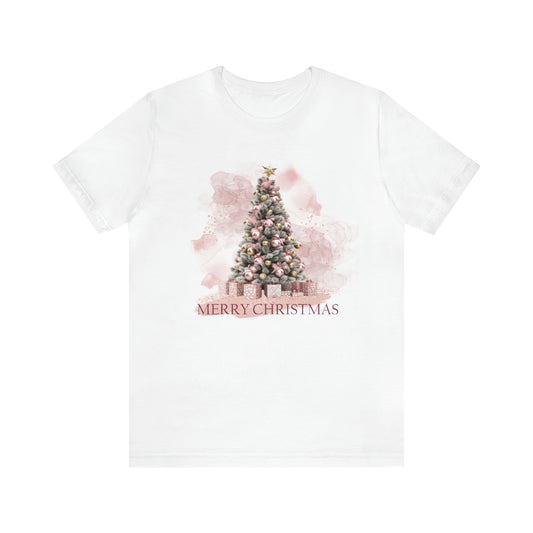 Unisex Adults Jersey Short Sleeve Tee Pink Christmas, Christmas Tree, Christmas TShirt