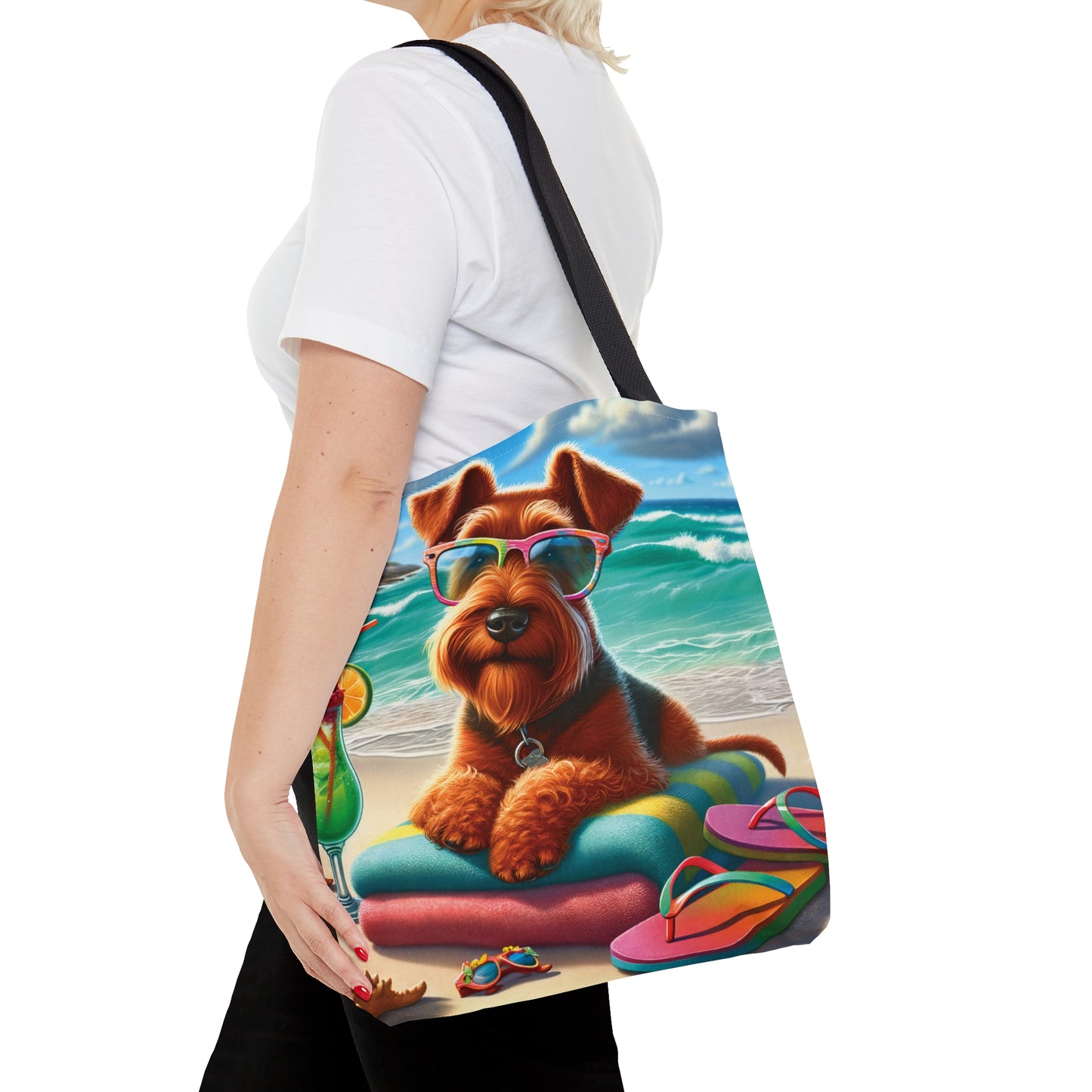 Tote Bag, Dog on Beach, Irish Terrier, Tote bag,  awd-1216