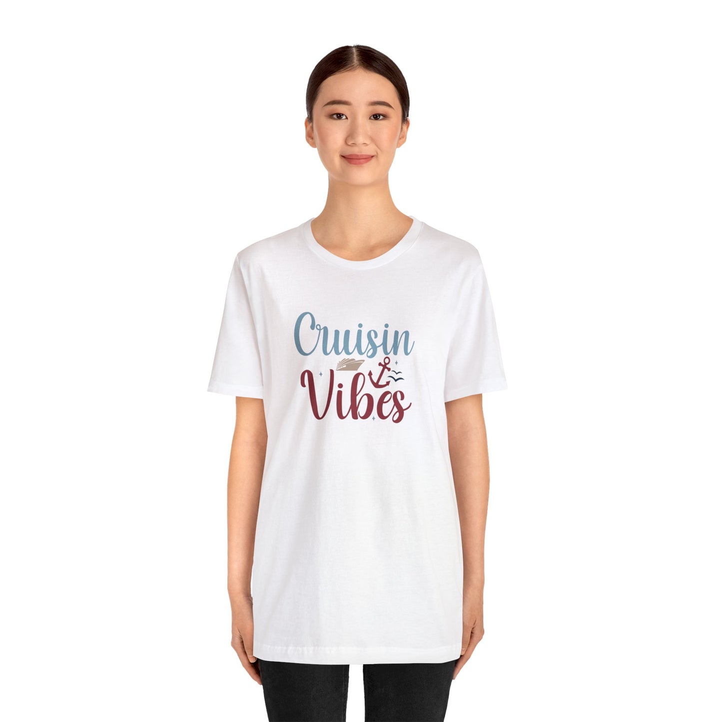 Unisex Adults Jersey Short Sleeve Tee, Cruise Tee, Cruisin Vibes, 100% Cotton, Light Fabric 142 g/m²