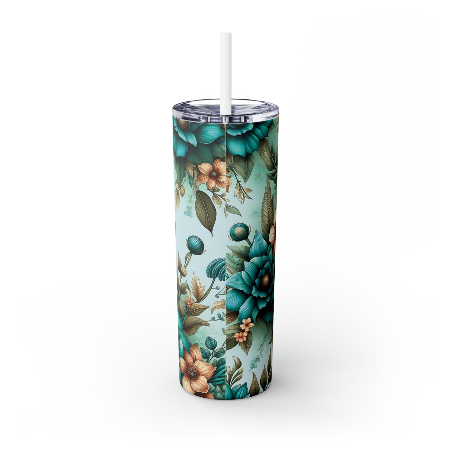 Skinny Tumbler with Straw, 20oz, Floral, awd-438