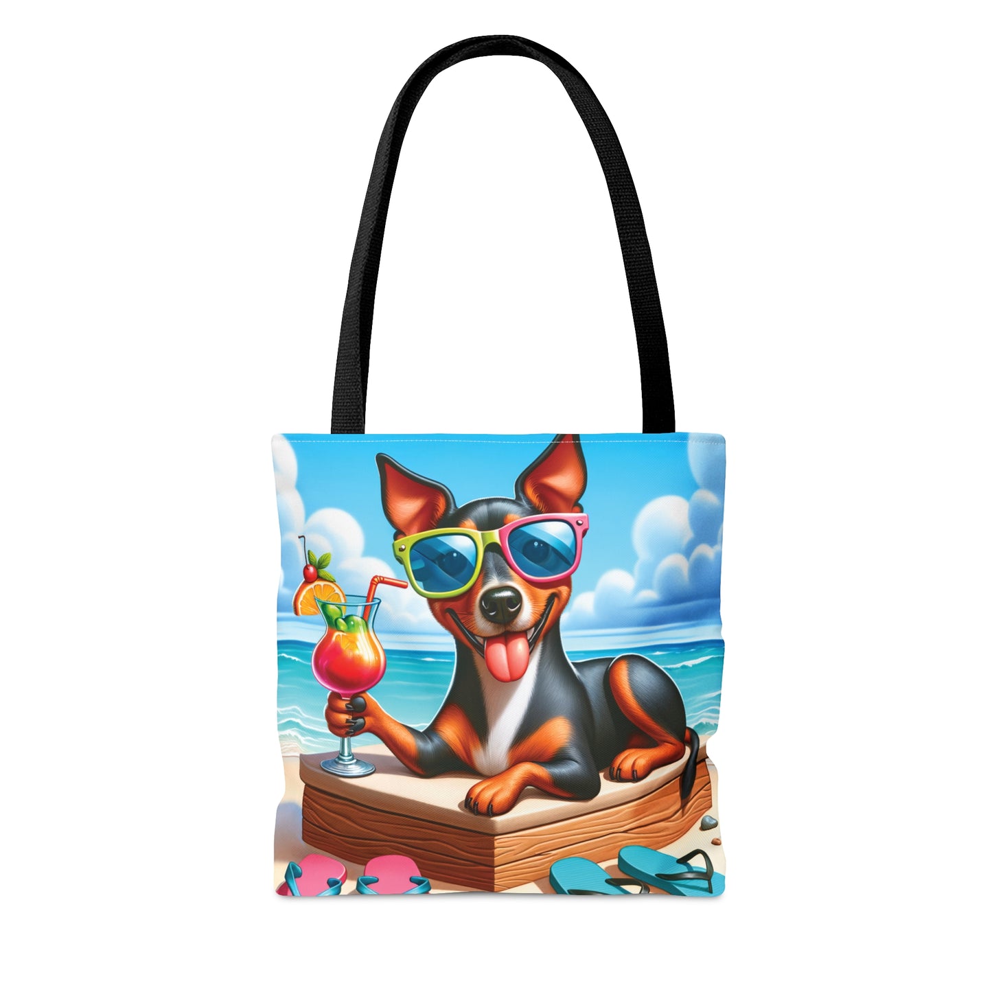 Tote Bag, Dog on Beach, Manchester Terrier, Tote bag, awd-1223