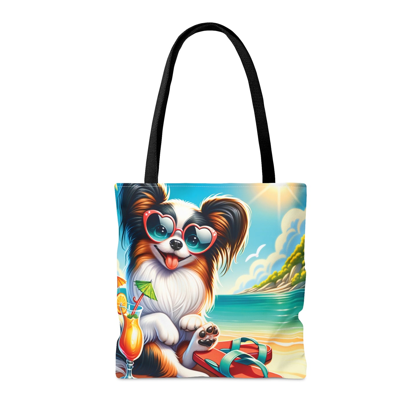 Tote Bag, Dog on Beach, Old Papillon, Tote bag,  awd-1229