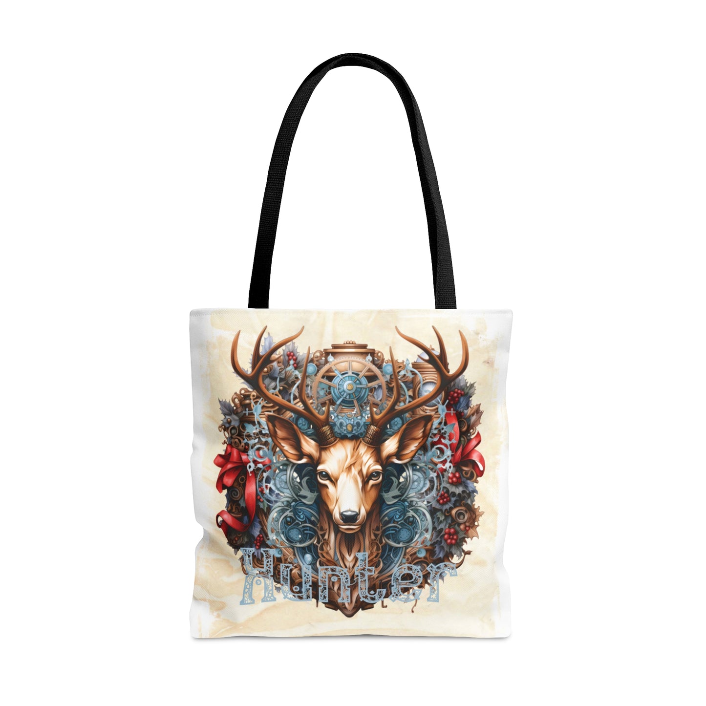 Steampunk Reindeer wreath Personalised Tote Bag, Steampunk Christmas bag, Tote Bag, Personalised/Non-Personalised