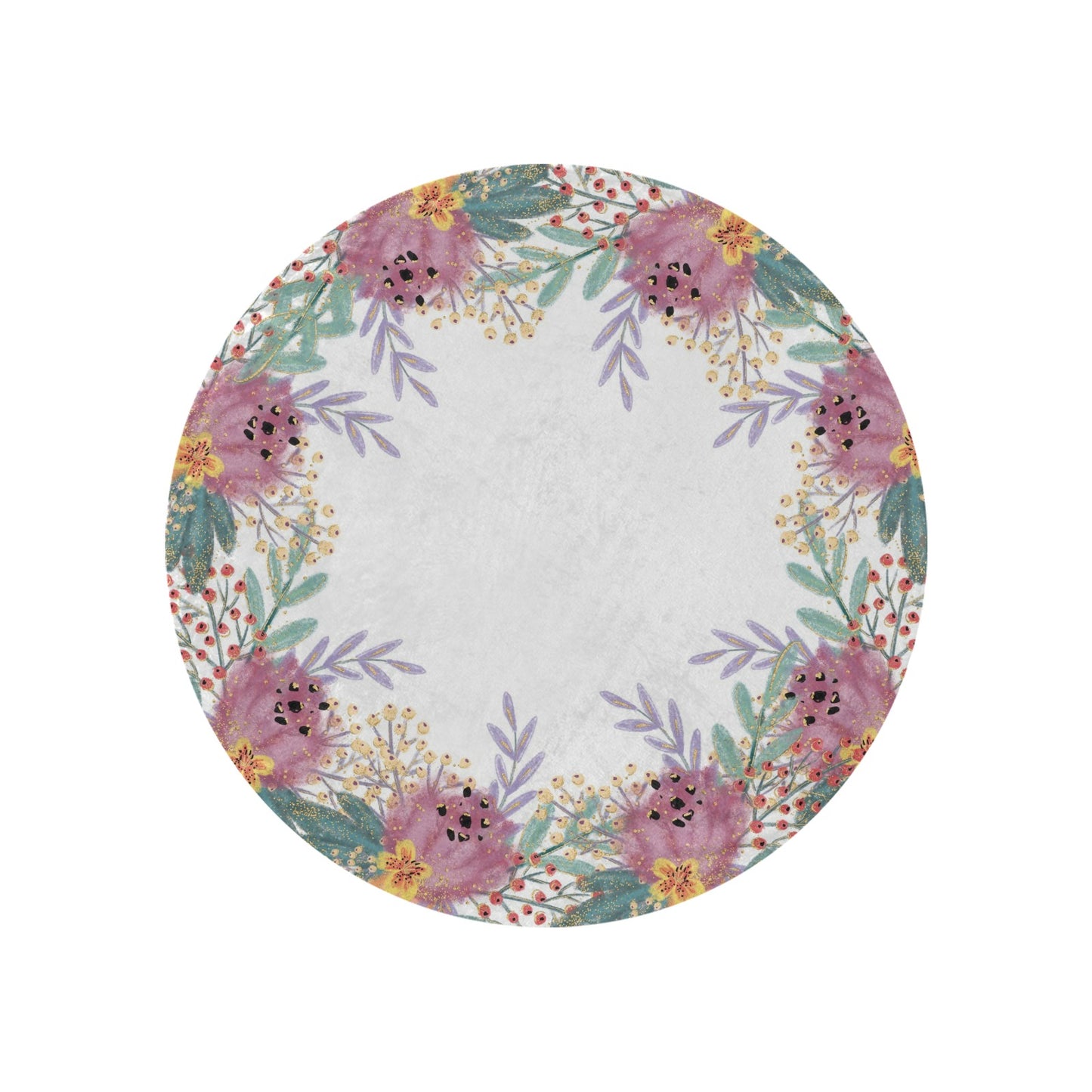 Australian Floral Circular Micro Fleece Blanket