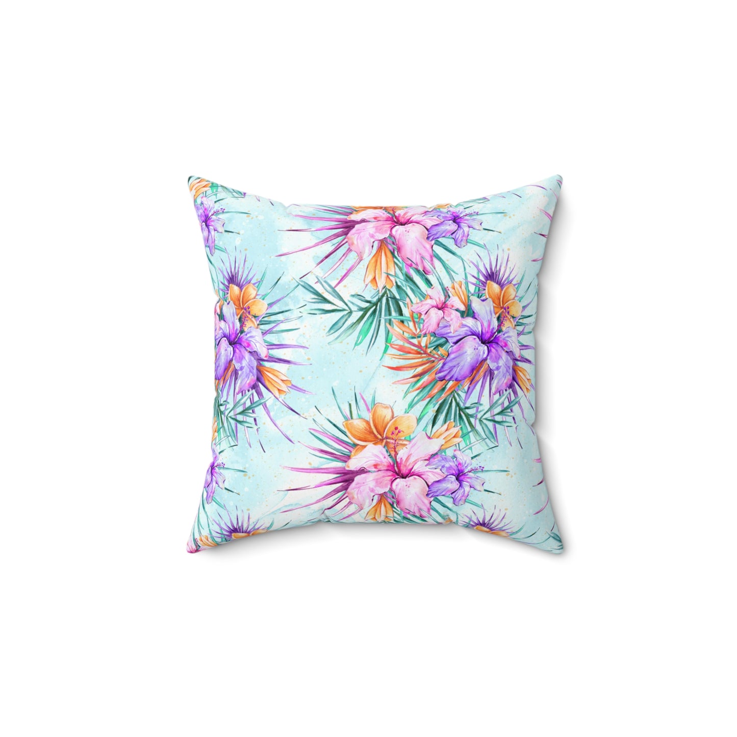 Spun Polyester Square Pillow, Summer Floral Cushion