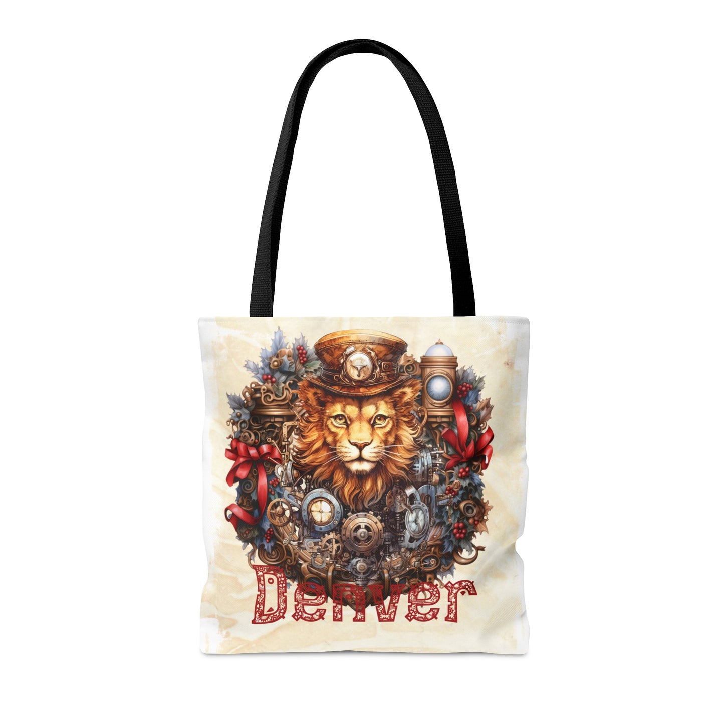 Steampunk Lion wreath Personalised Tote Bag, Steampunk Christmas bag, Christmas Tote Bag, Personalised/Non-Personalised