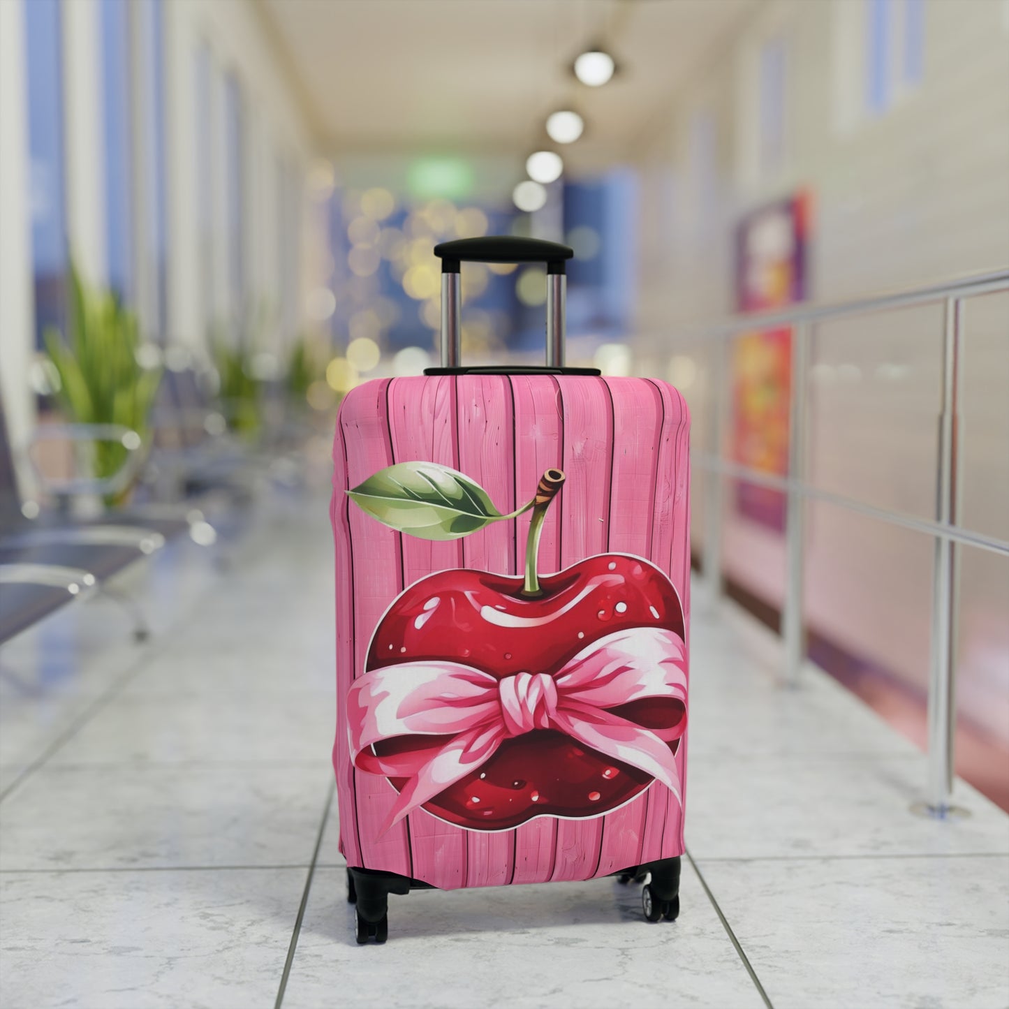 Luggage Cover, Rockabilly, Coquette, Pink Timber, Apple and Ribbon, awd-2526