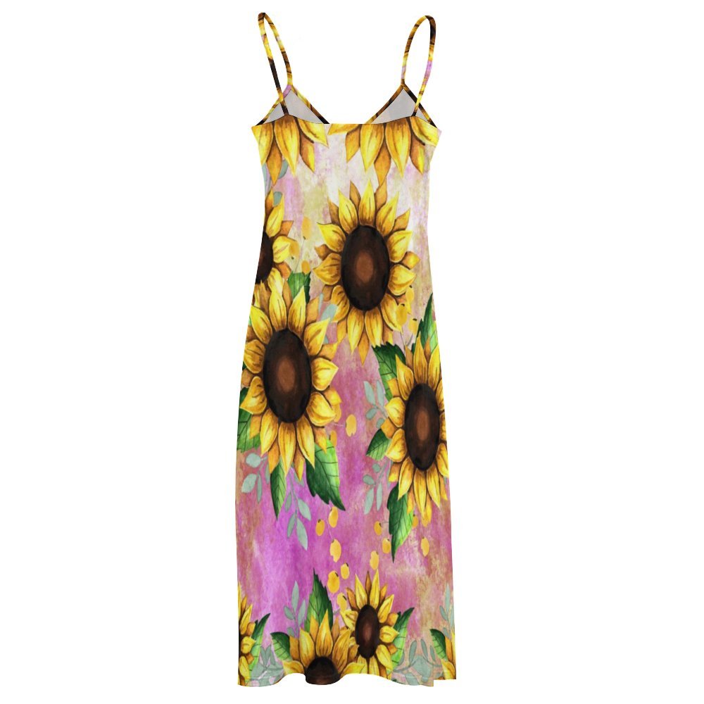 Sunflowers Spaghetti Strap Ankle-Length Dress Long dress