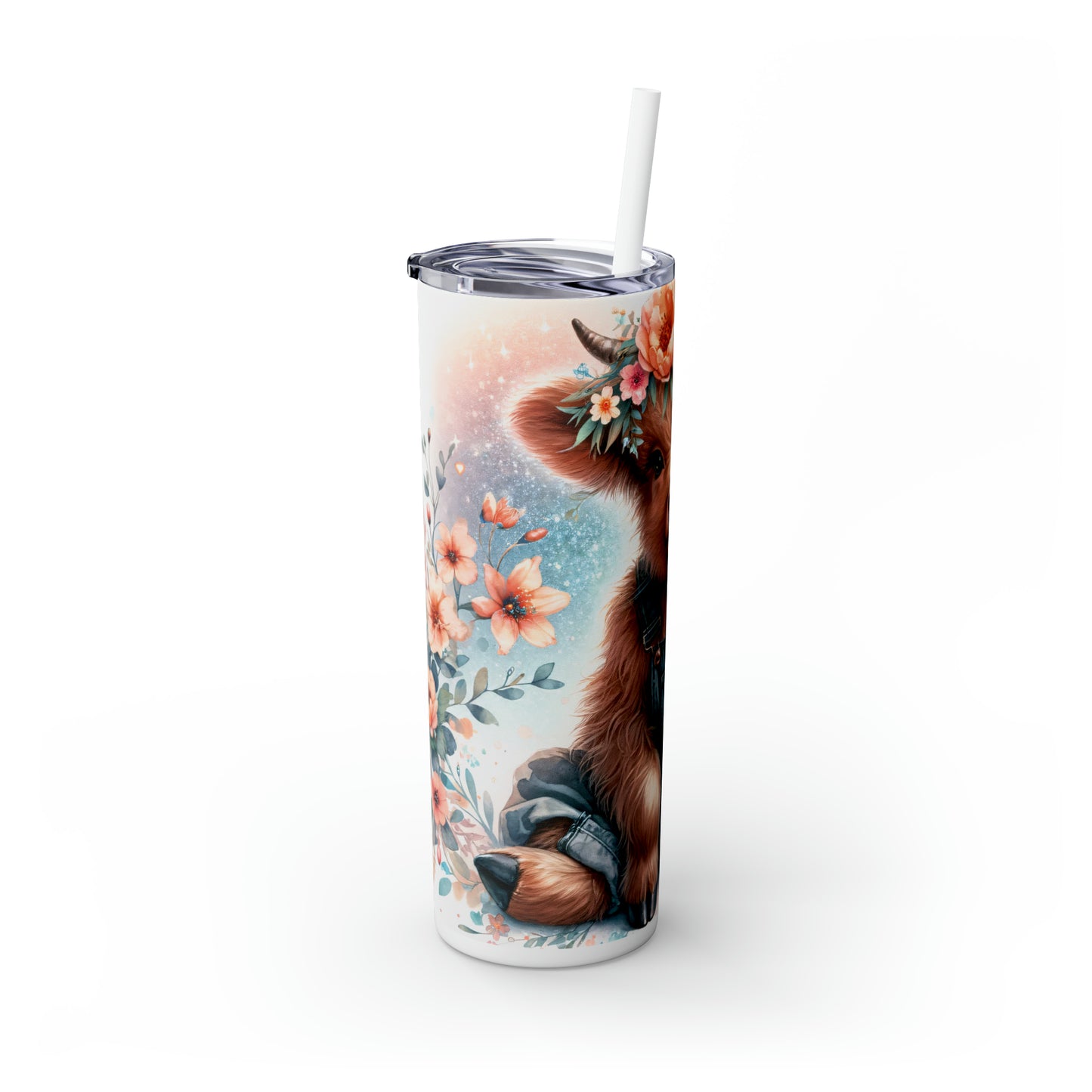 Skinny Tumbler with Straw, 20oz, Highland Cow, awd-1159