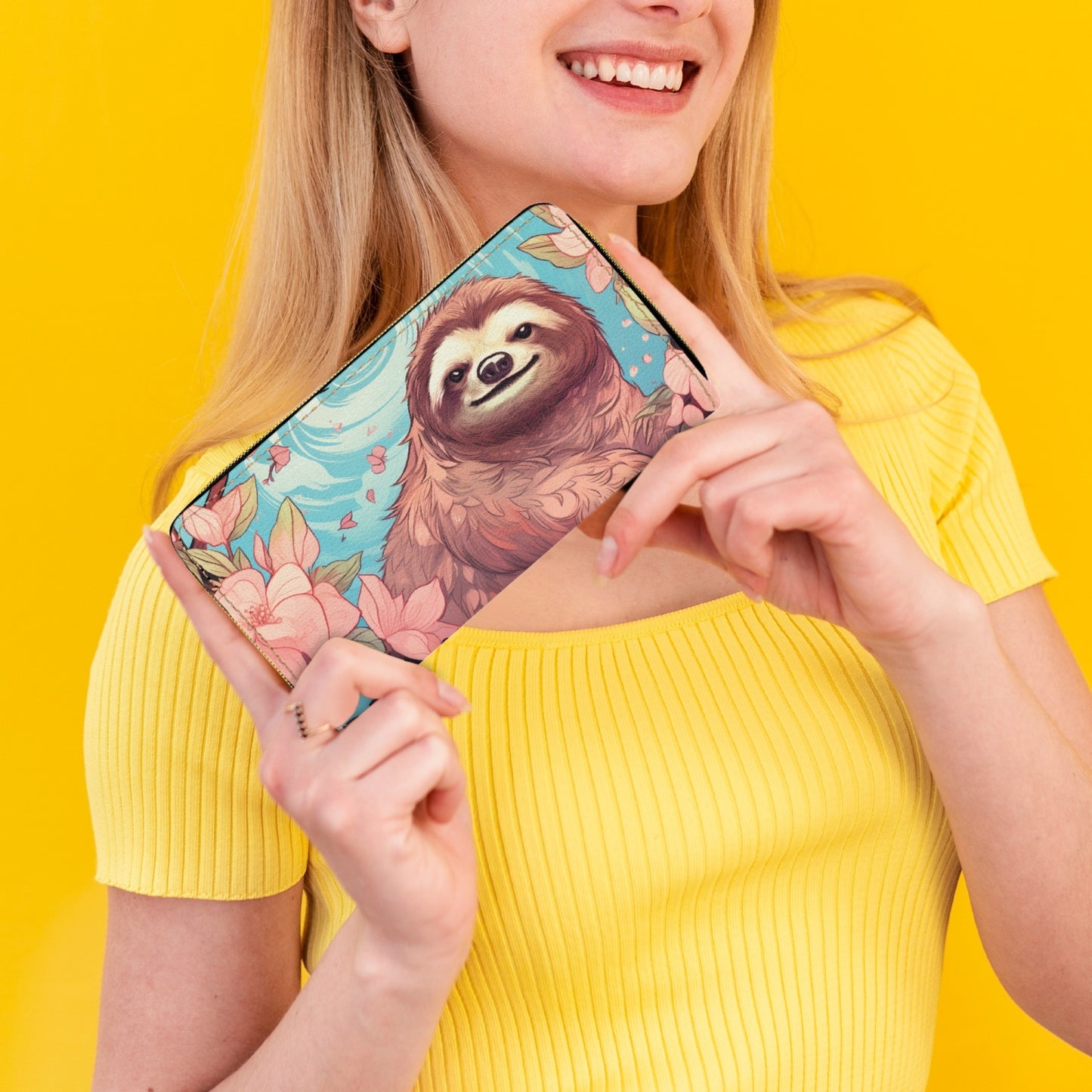 Long Type Zipper Purse - Sloth