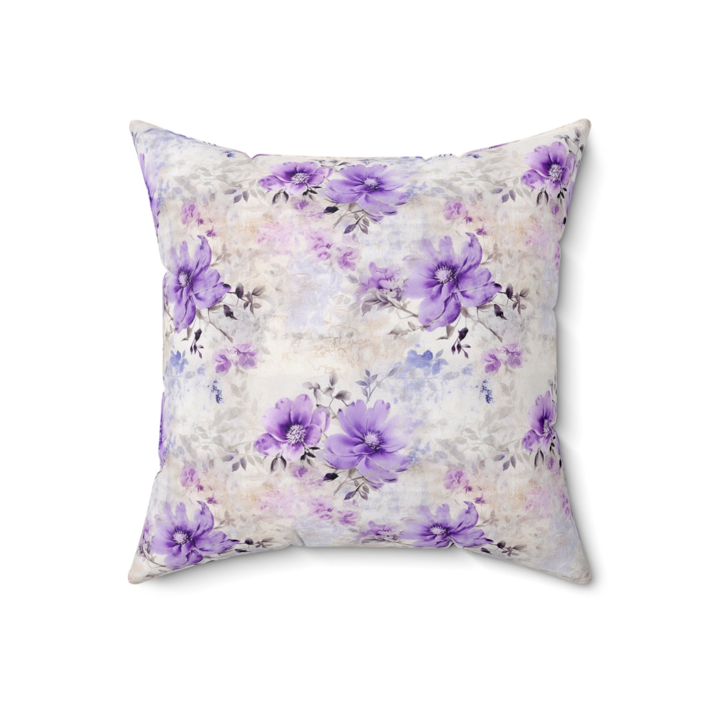 Spun Polyester Square Pillow, Floral Cushion