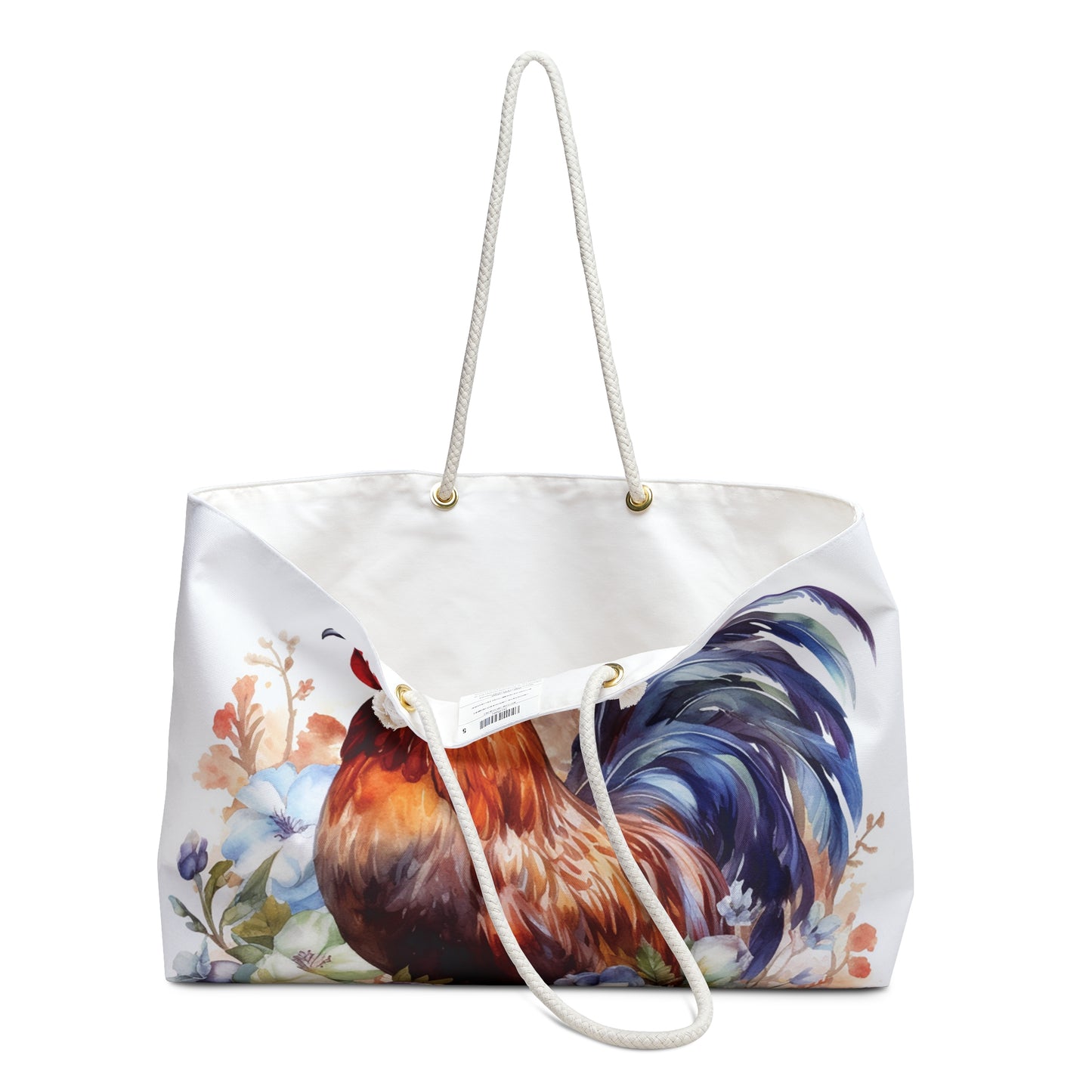 Personalised/Non-Personalised Weekender Bag, Chicken/Rooster, Large Weekender Bag, Beach Bag, Book Bag