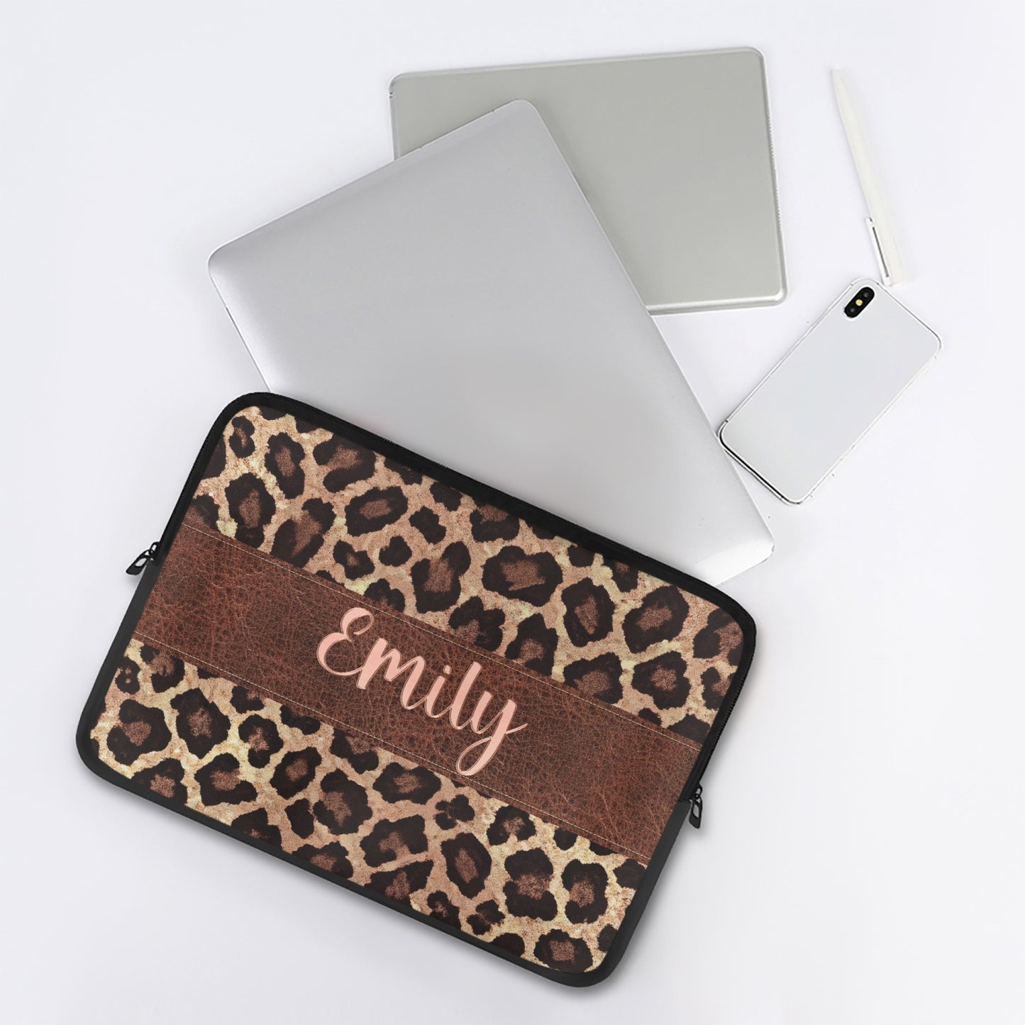 Laptop Sleeve - without handles - Leopard Print - Personalised