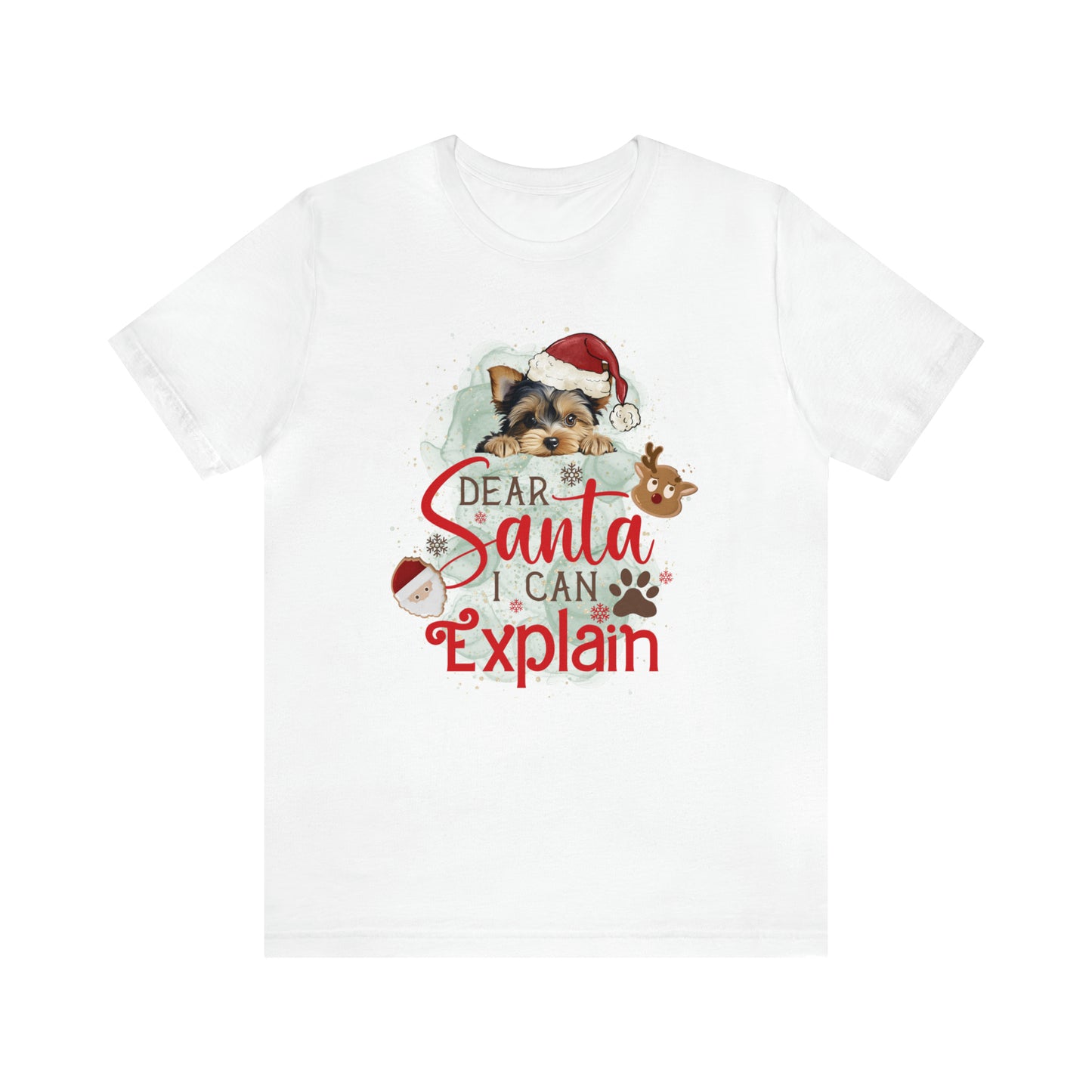 Unisex Jersey Short Sleeve Tee, Dog Paws, Dear Santa I Can Explain, Dear Santa Tee, Christmas Tee, Super Soft 9 Sizes