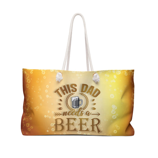 Personalised/Non-Personalised Weekender Bag, This Dad needs a Beer, Weekender Bag, Beach Bag, Book Bag