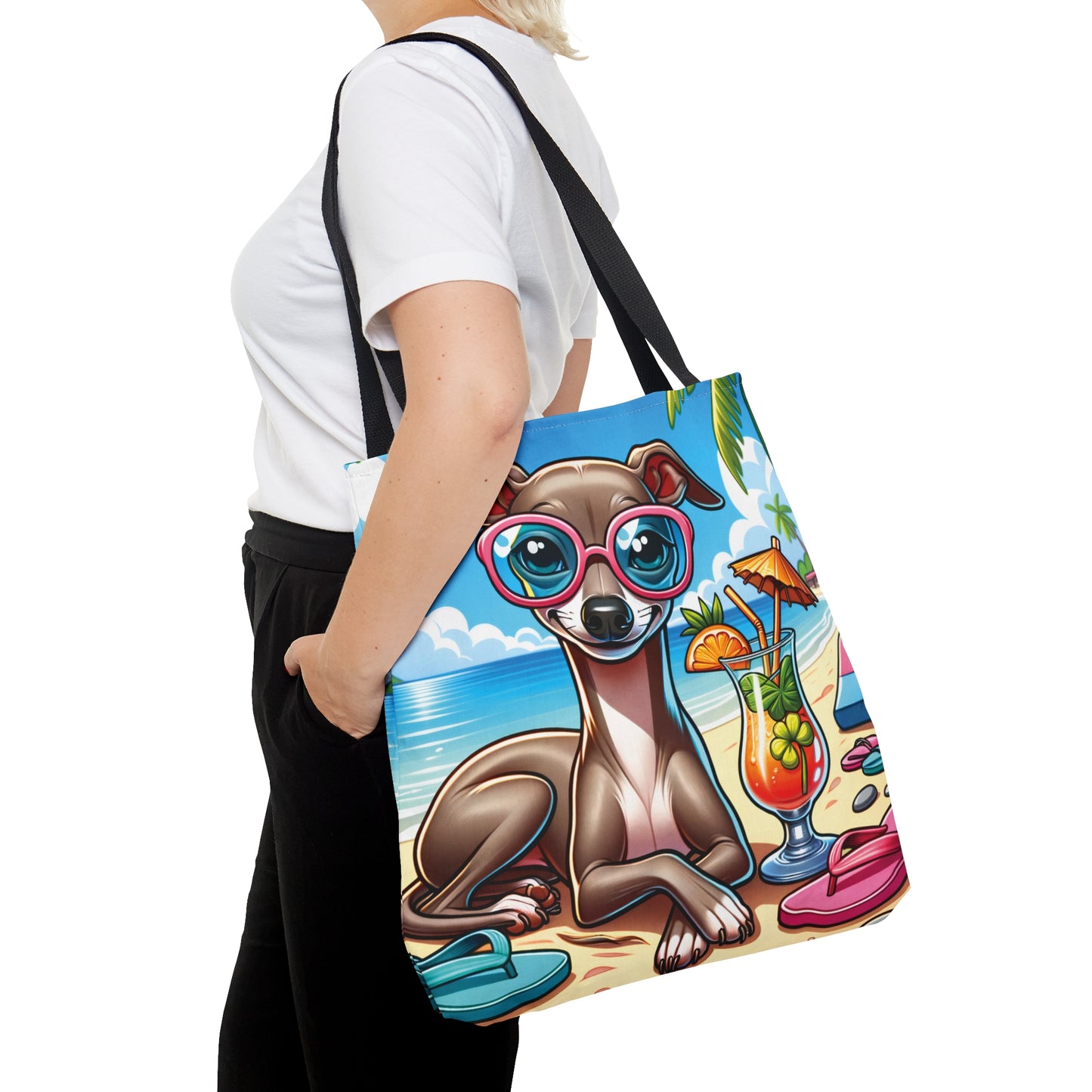 Tote Bag, Dog on Beach, Italian Greyhound, Tote bag,  awd-1218