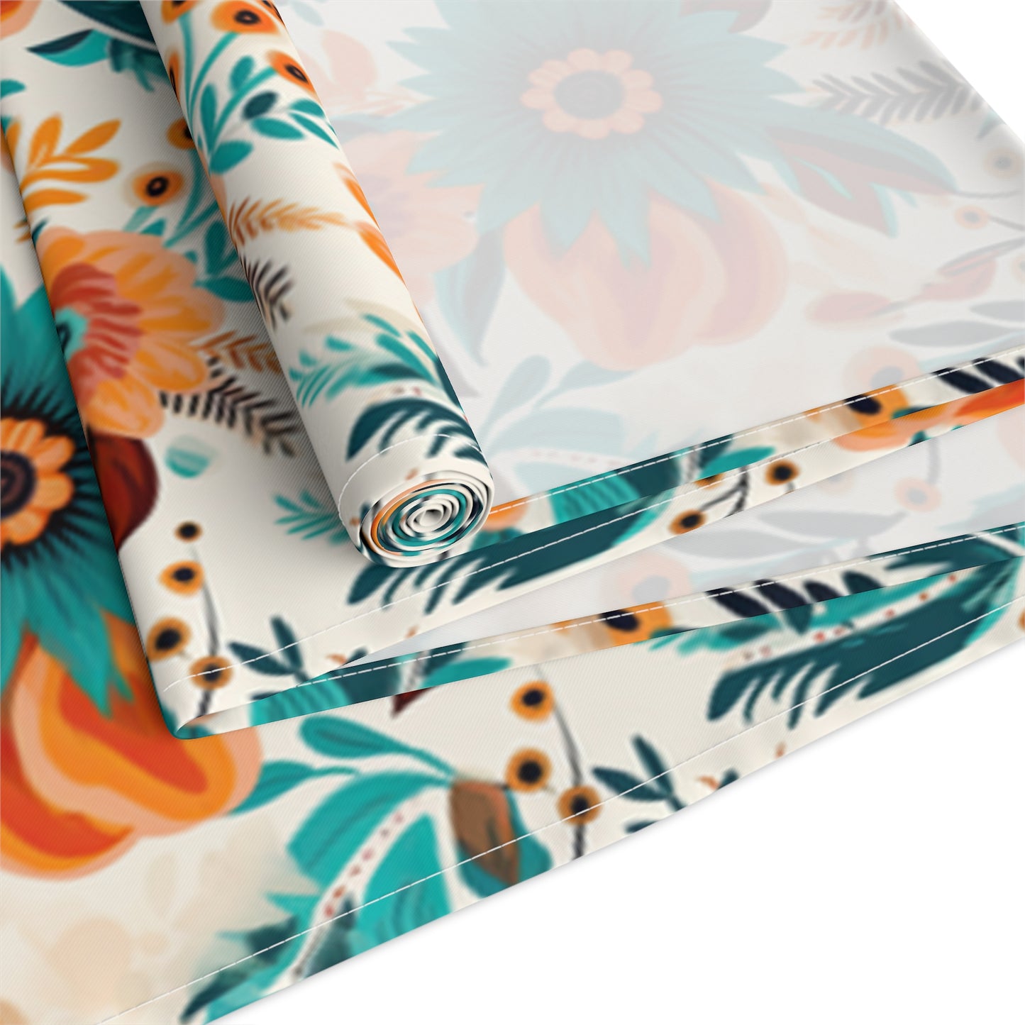 Boho Floral Table Runner, Cotton Twill and Poly Available