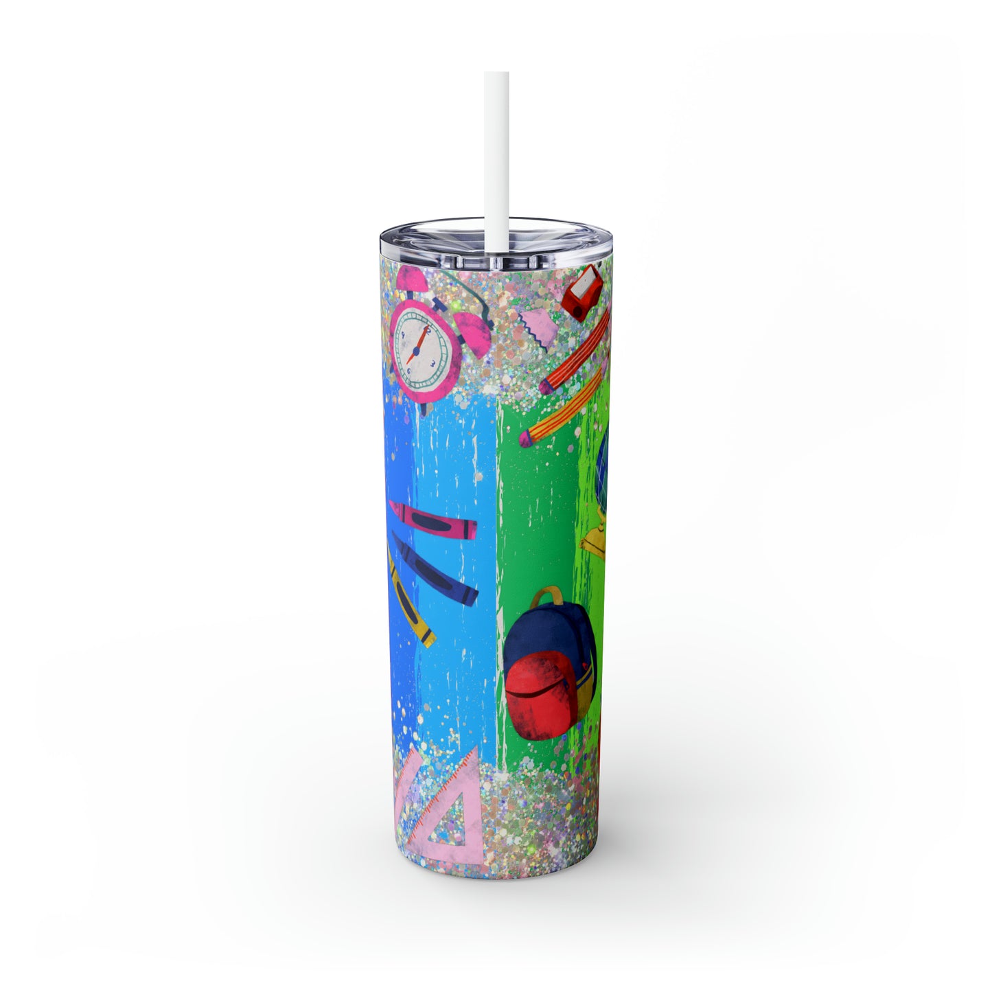 Skinny Tumbler with Straw, 20oz, School, Teacher