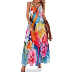 Flamingo Spaghetti Strap Ankle-Length Dress Long dress