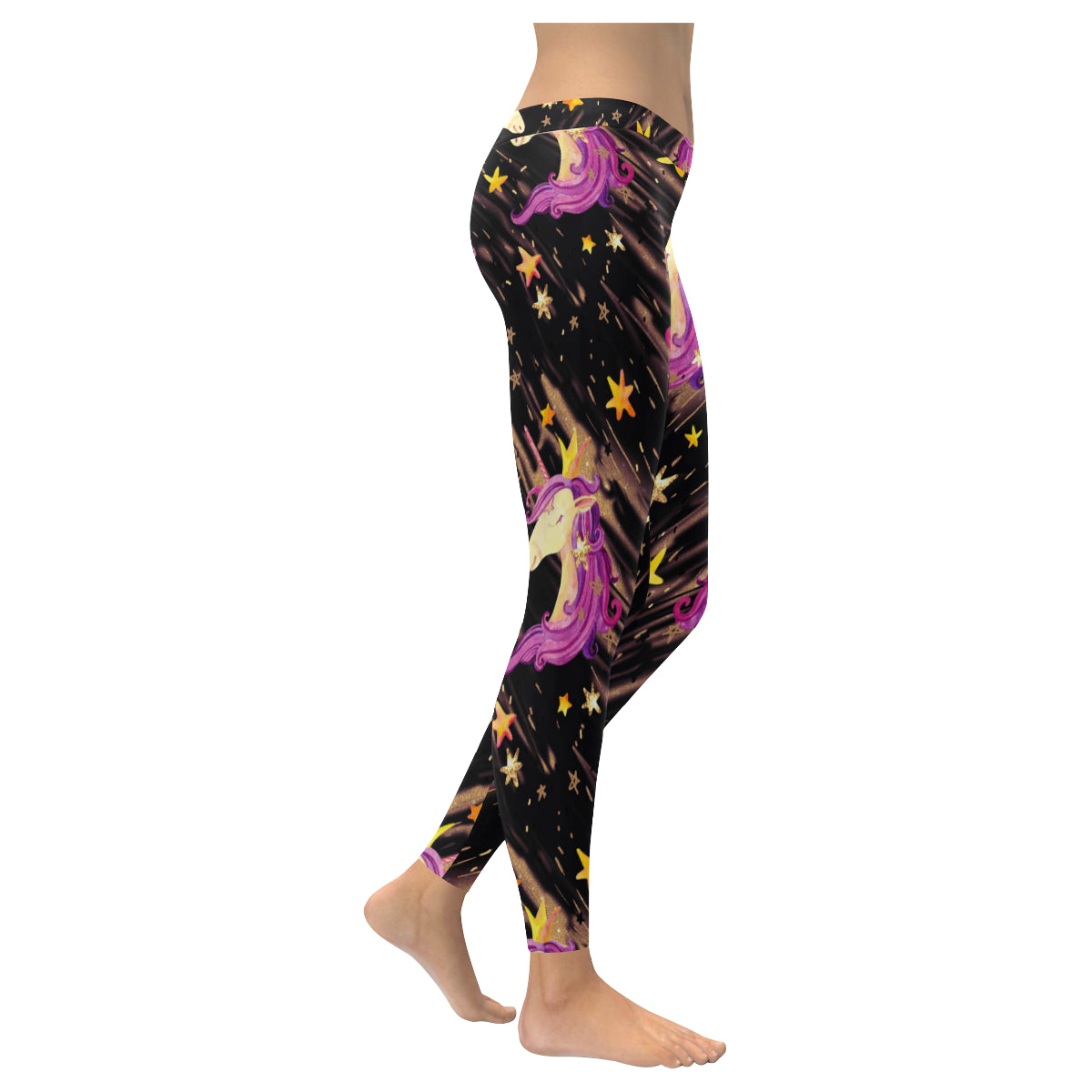 Watercolor unicorn seamless pattern Women's Low Rise Leggings (Invisible Stitch)