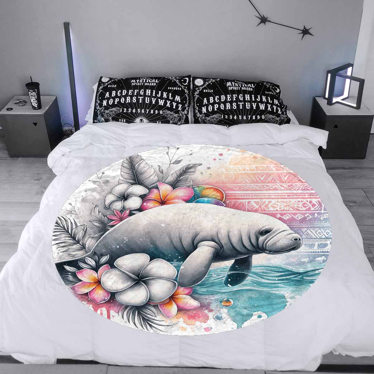 Sea_Animals_Dugong_Awd351110  Circular Micro Fleece Blanket 47"