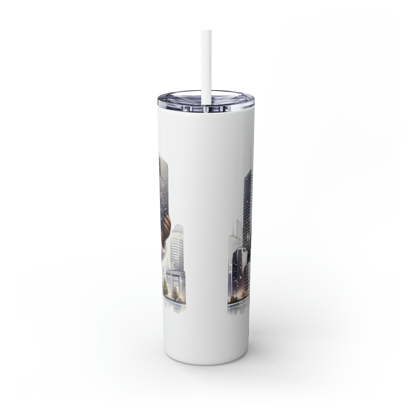 Skinny Tumbler with Straw, 20oz, Australian Animal, Quokka, Traveling, Taking Selfie, awd-1331