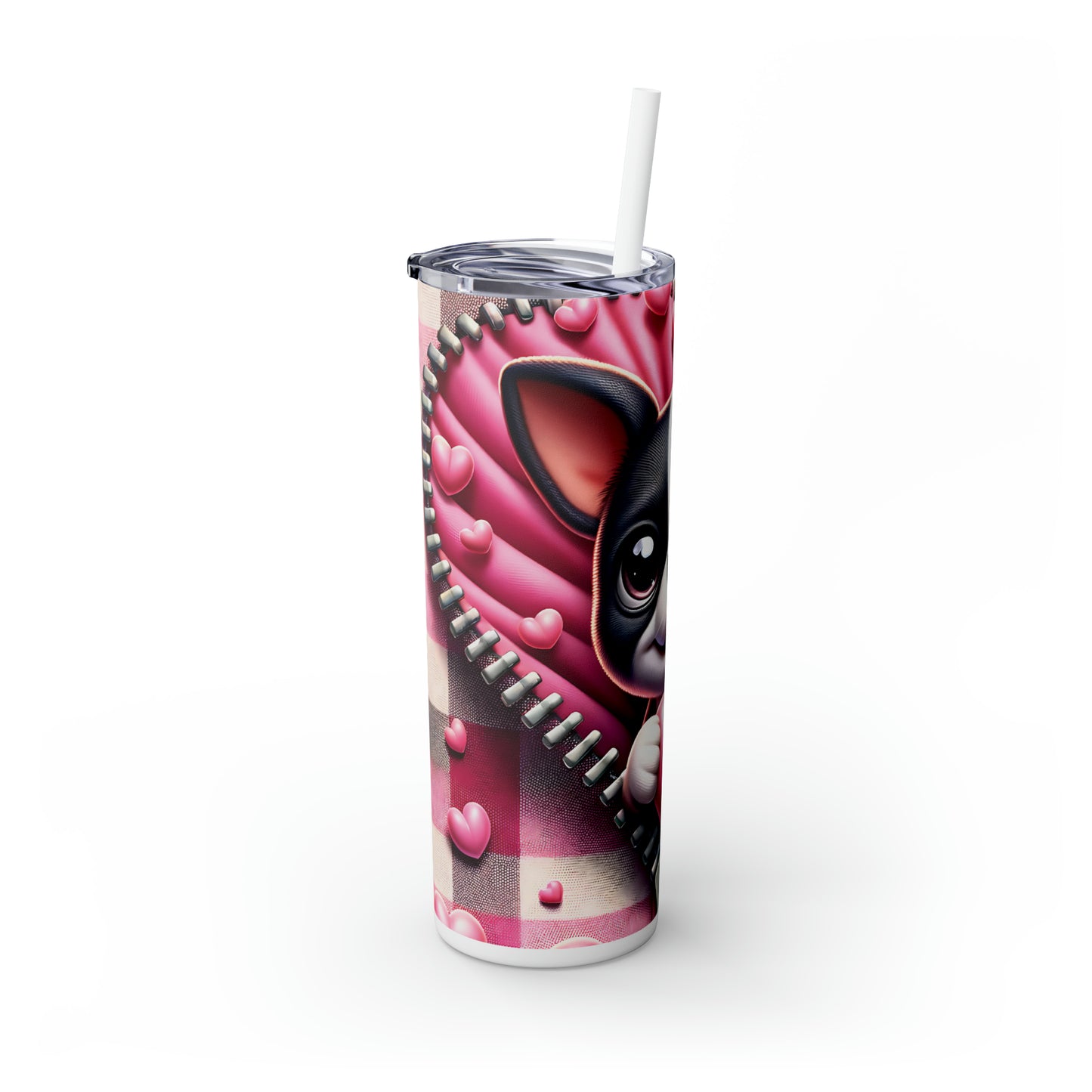 Skinny Tumbler with Straw, 20oz, Dog, Valentines Day, awd-1121