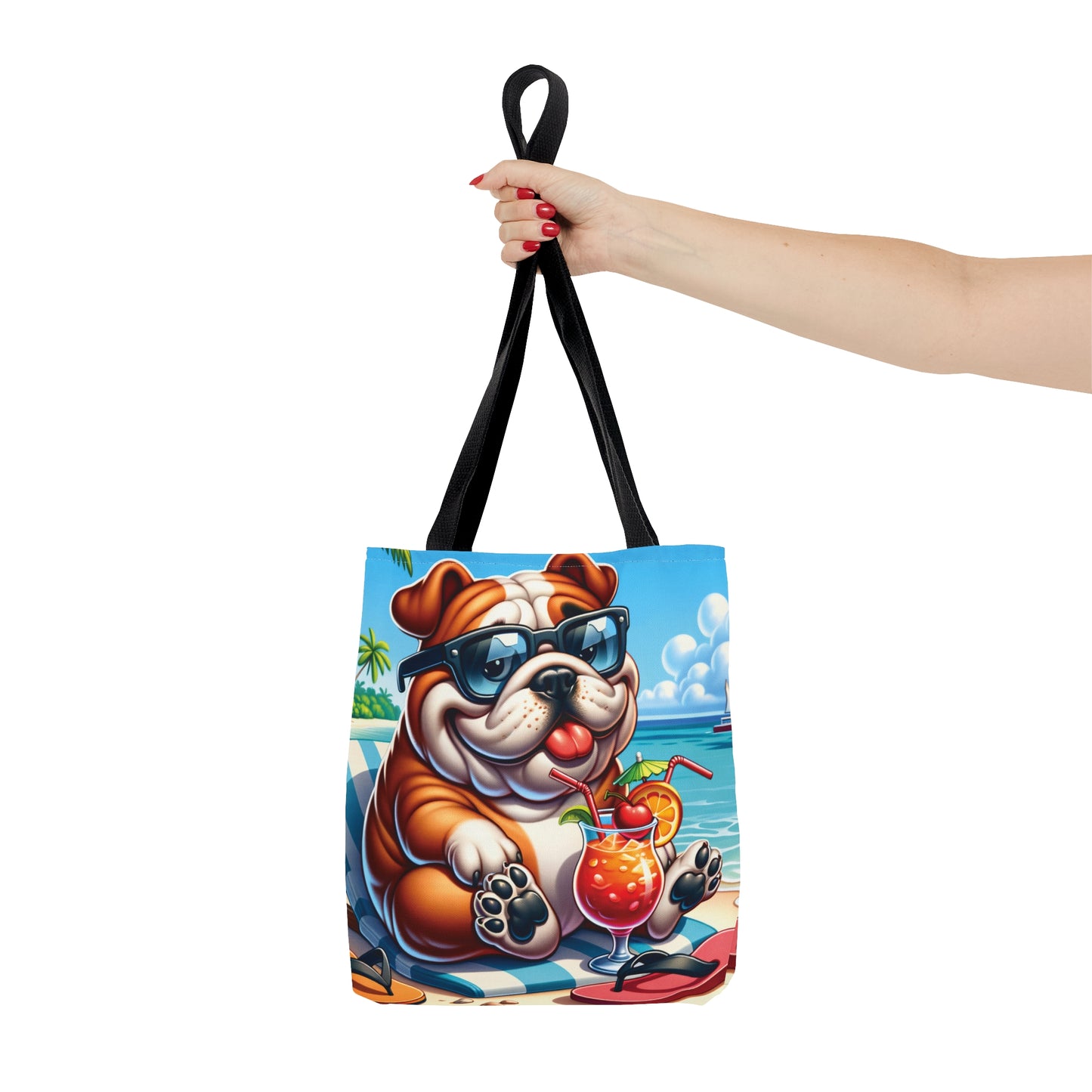 Tote Bag, Dog on Beach, English Bulldog, Tote bag, awd-1210