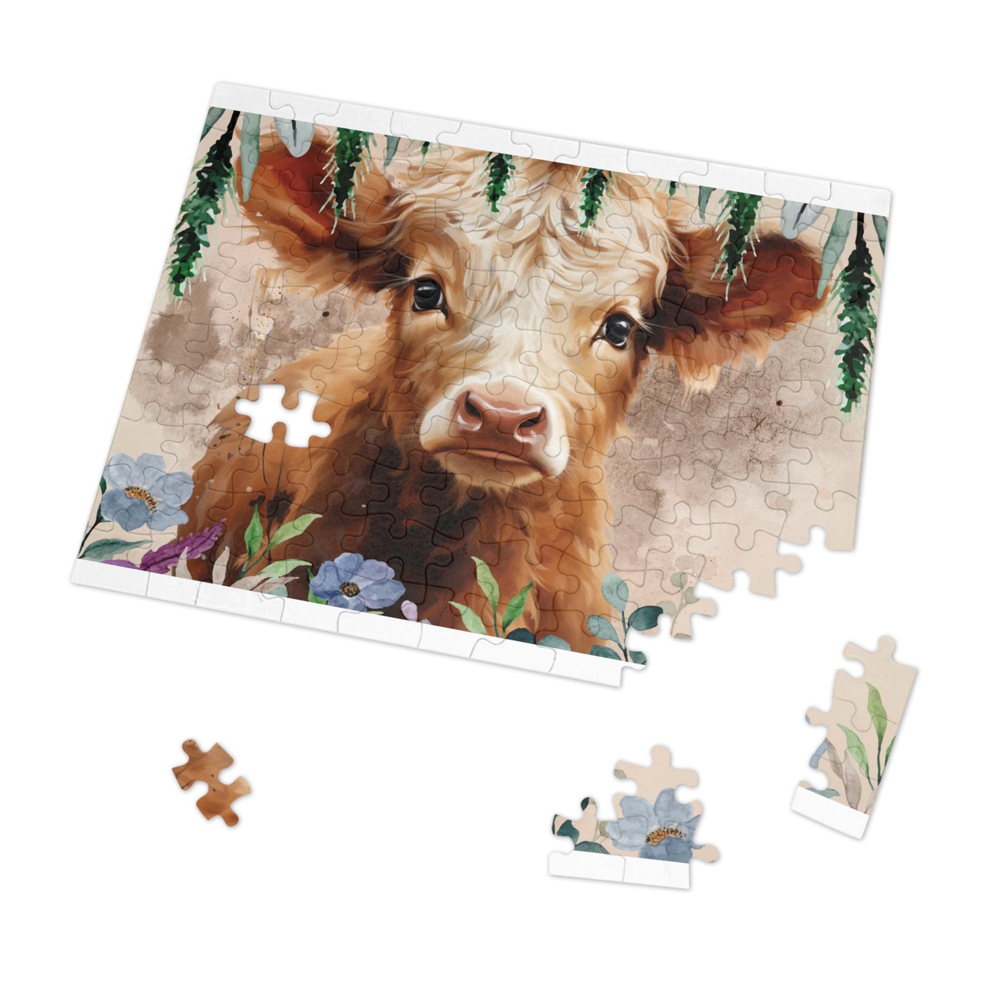 Jigsaw Puzzle, Highland Cow, Personalised/Non-Personalised (30, 110, 252, 500,1000-Piece)