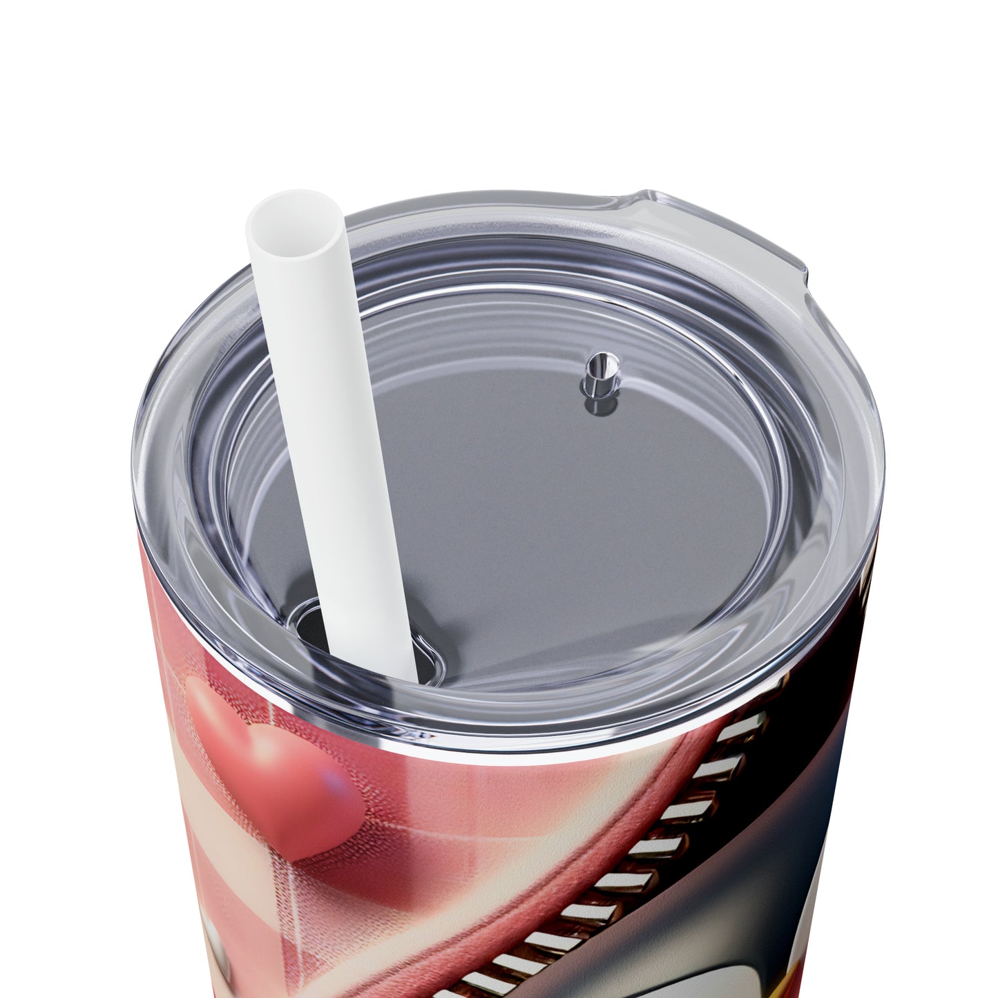 Skinny Tumbler with Straw, 20oz, Penguin, Valentines Day