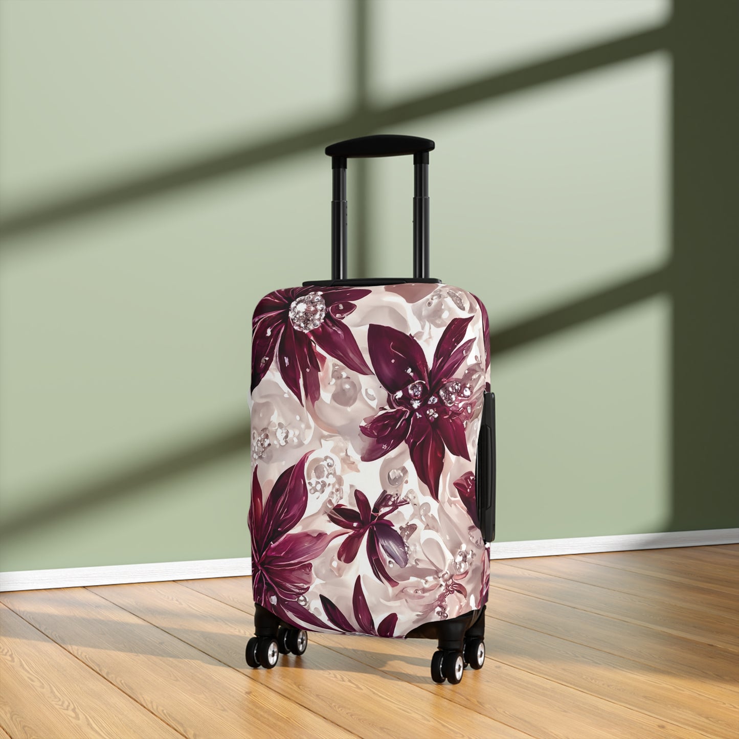 Luggage Cover, Burgundy Floral