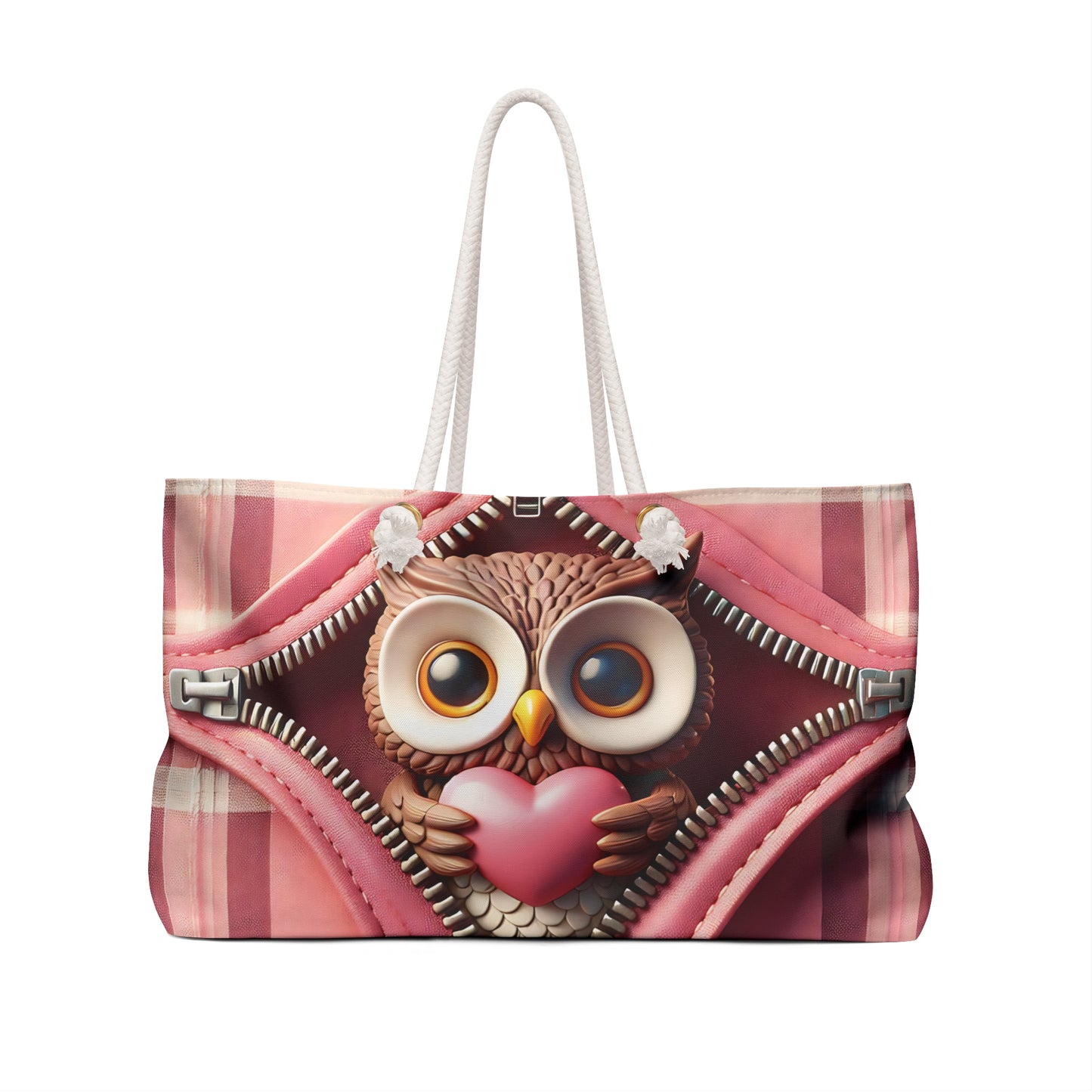 Personalised/Non-Personalised Weekender Bag, Cute Owl, Valentines Day, Large Weekender Bag, Beach Bag, Book Bag