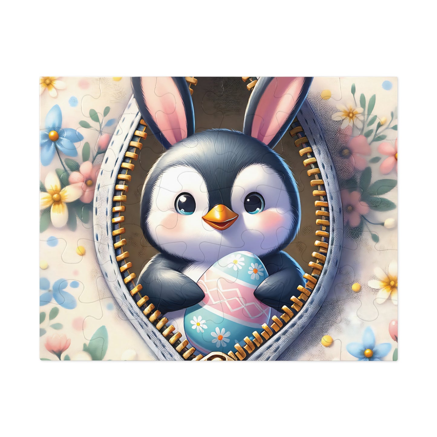 Jigsaw Puzzle, Easter, Penguin with Bunny Ears, Personalised/Non-Personalised (30, 110, 252, 500,1000-Piece) Awd-1307