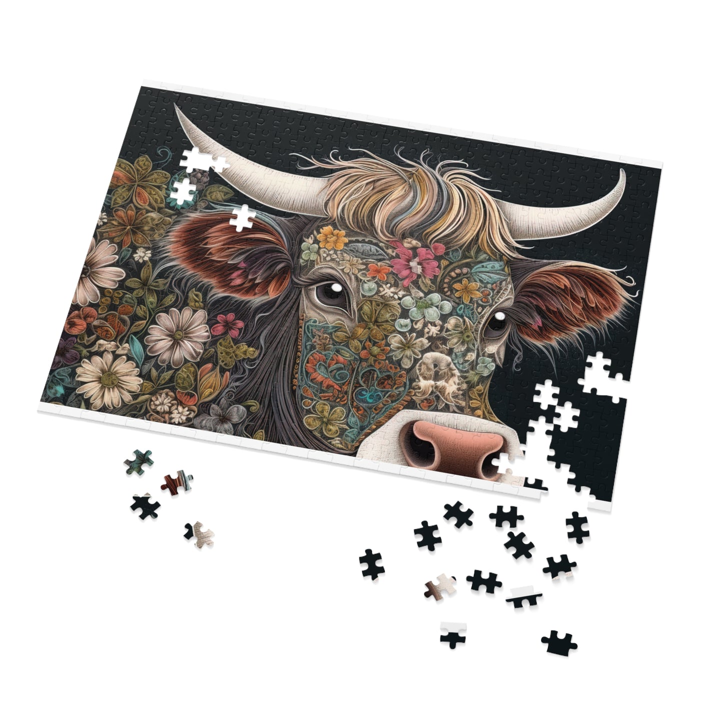 Jigsaw Puzzle, Highland Cow, Personalised/Non-Personalised (30, 110, 252, 500,1000-Piece)