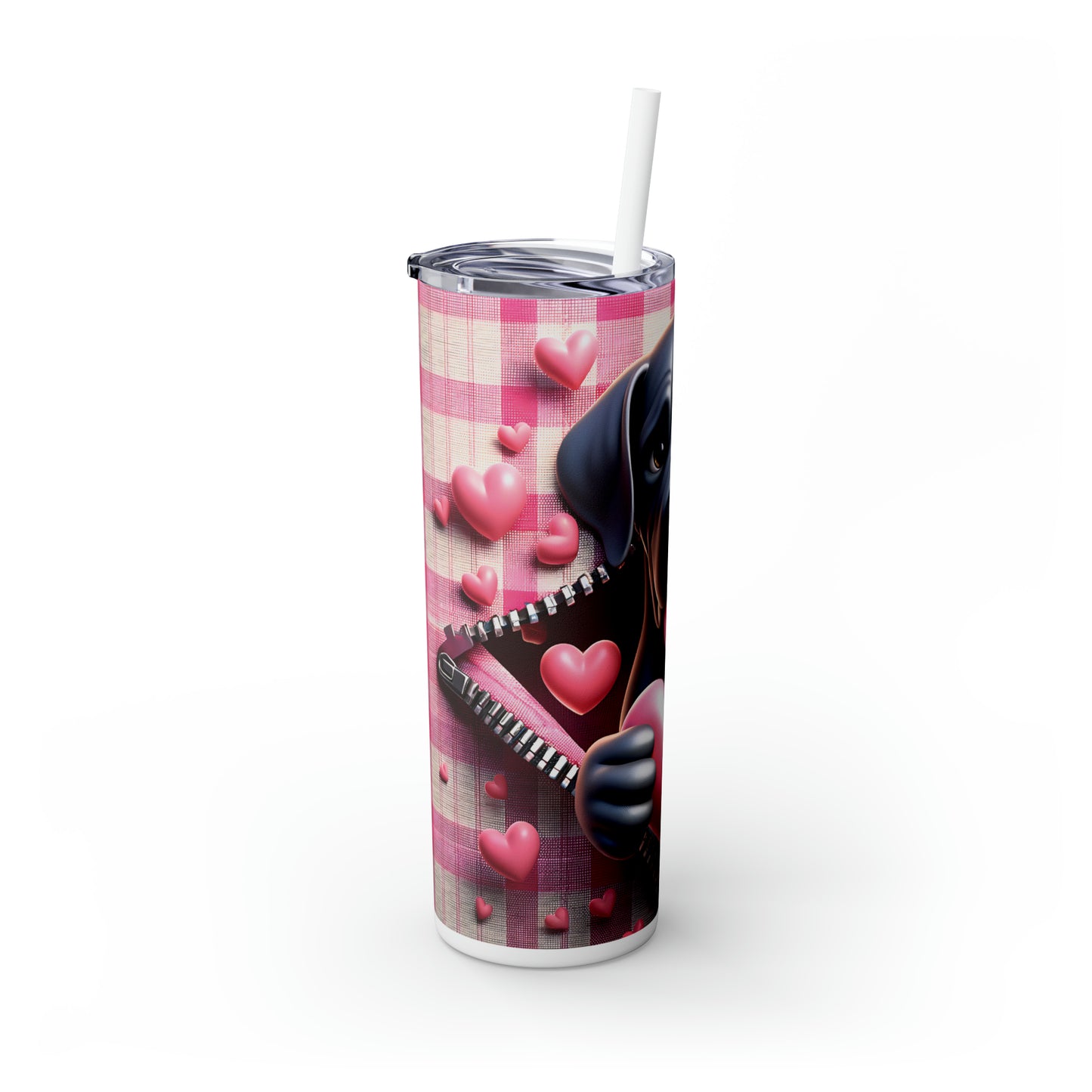 Skinny Tumbler with Straw, 20oz, Dog, Valentines Day, awd-1122