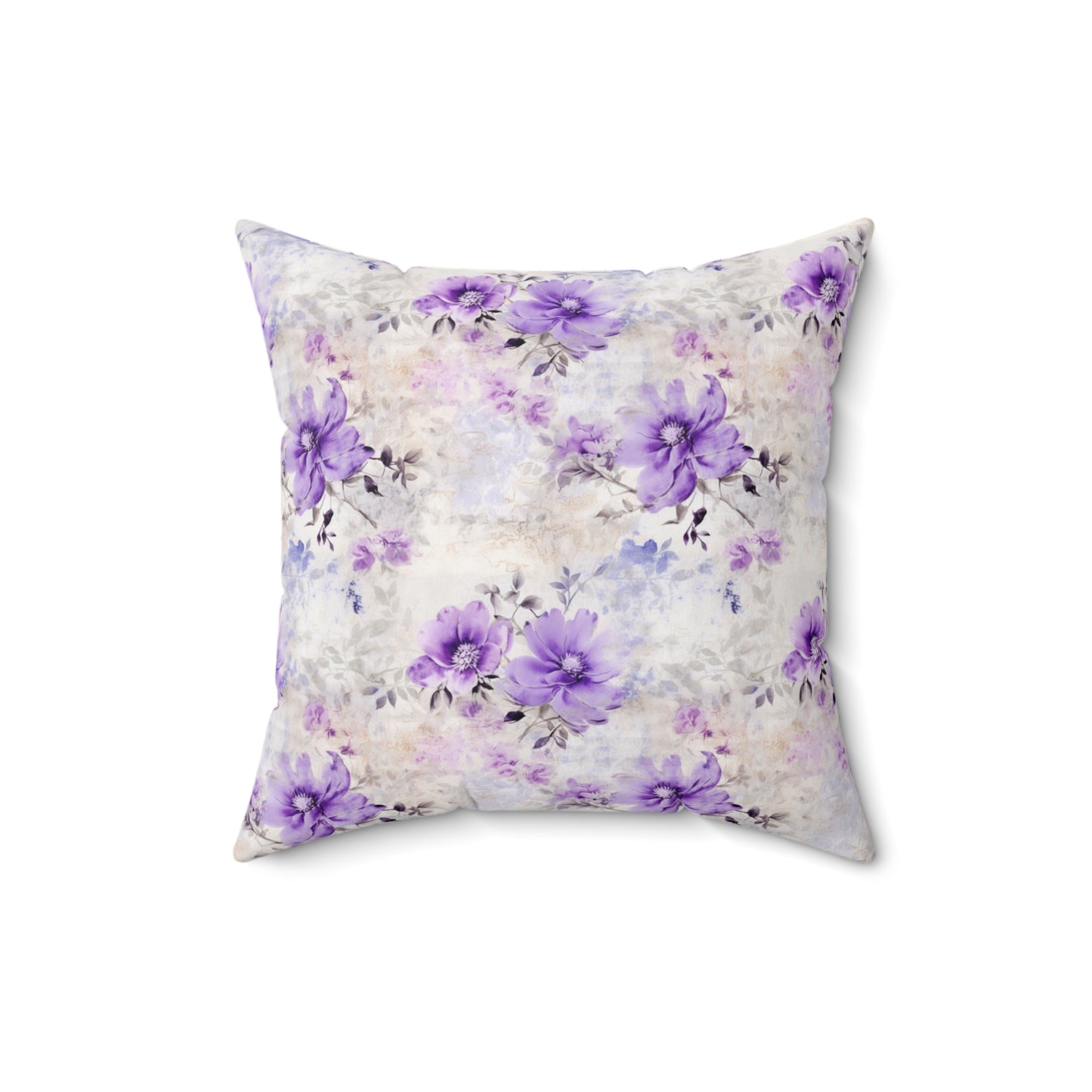 Spun Polyester Square Pillow, Floral Cushion