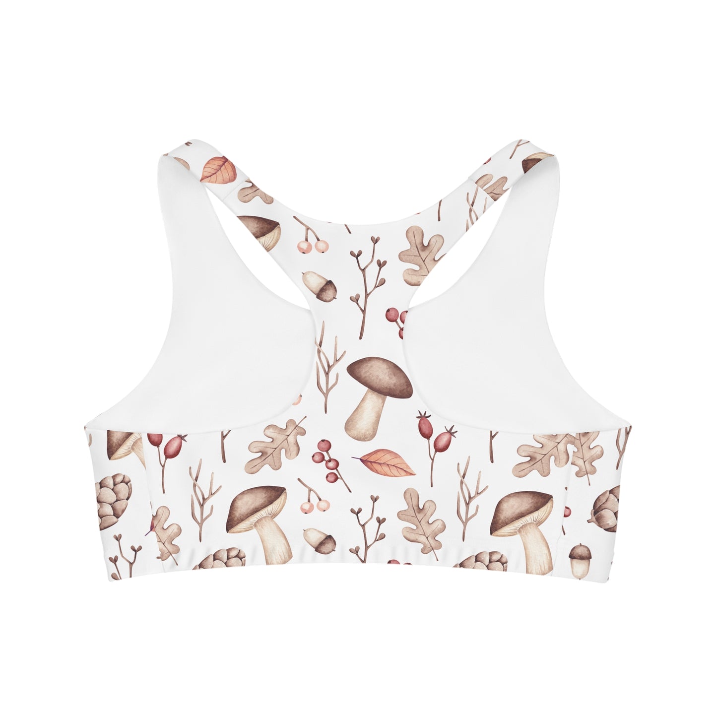 Seamless Sports Bra, Mushroom and Acorn, Women's Crop Top, Women's Sportswear, Women's Athleticwear, Women's Activewear