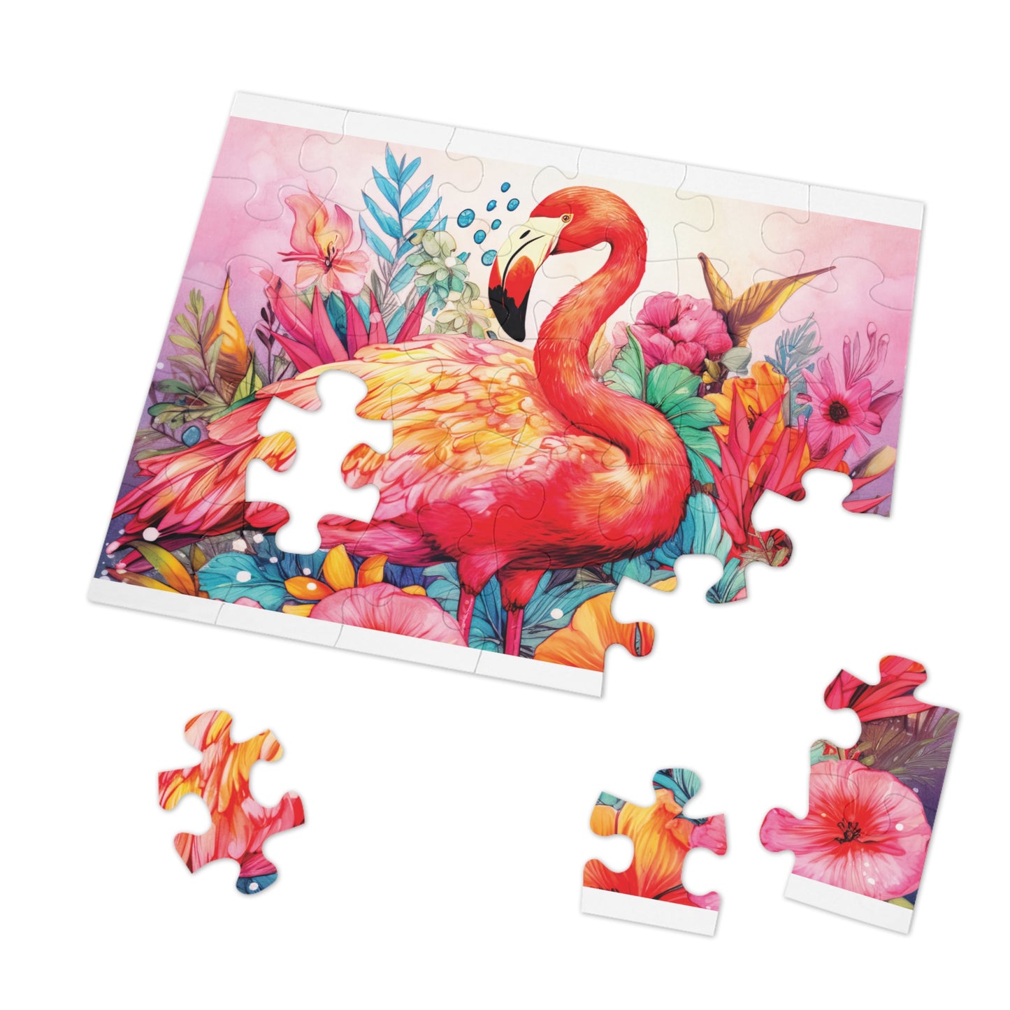 Jigsaw Puzzle, Flamingo, Personalised/Non-Personalised (30, 110, 252, 500,1000-Piece)